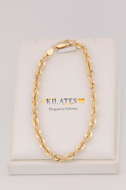 "PULSERA PARA ADULTO DE 20CM ESTILO LAZO. ORO 10K #775-3444"