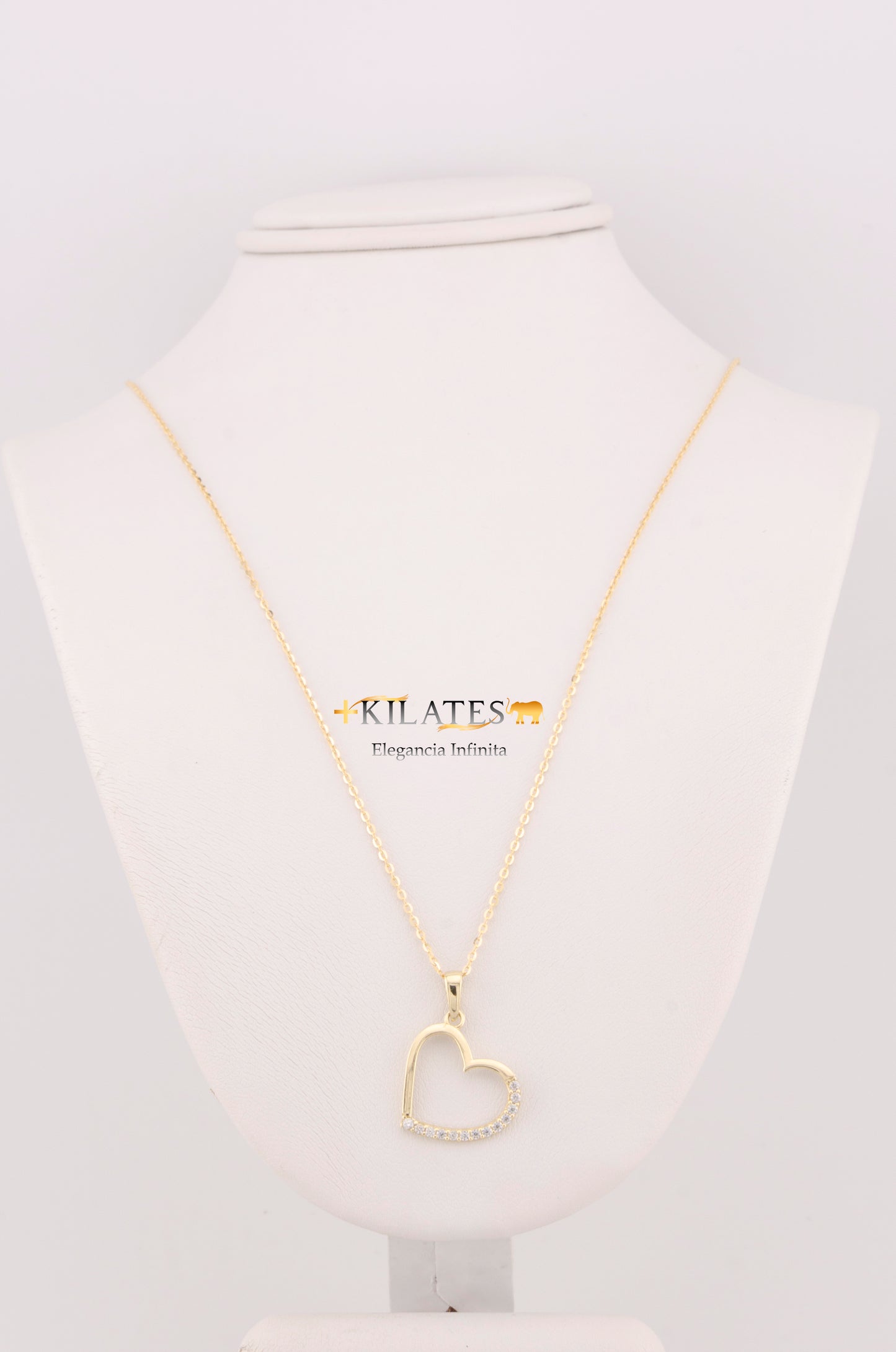 "CADENA PARA ADULTO DE 45CM ESTILO CUADRADO SOLIDA CON DIJE DE CORAZON. ORO 10K #775-3455"