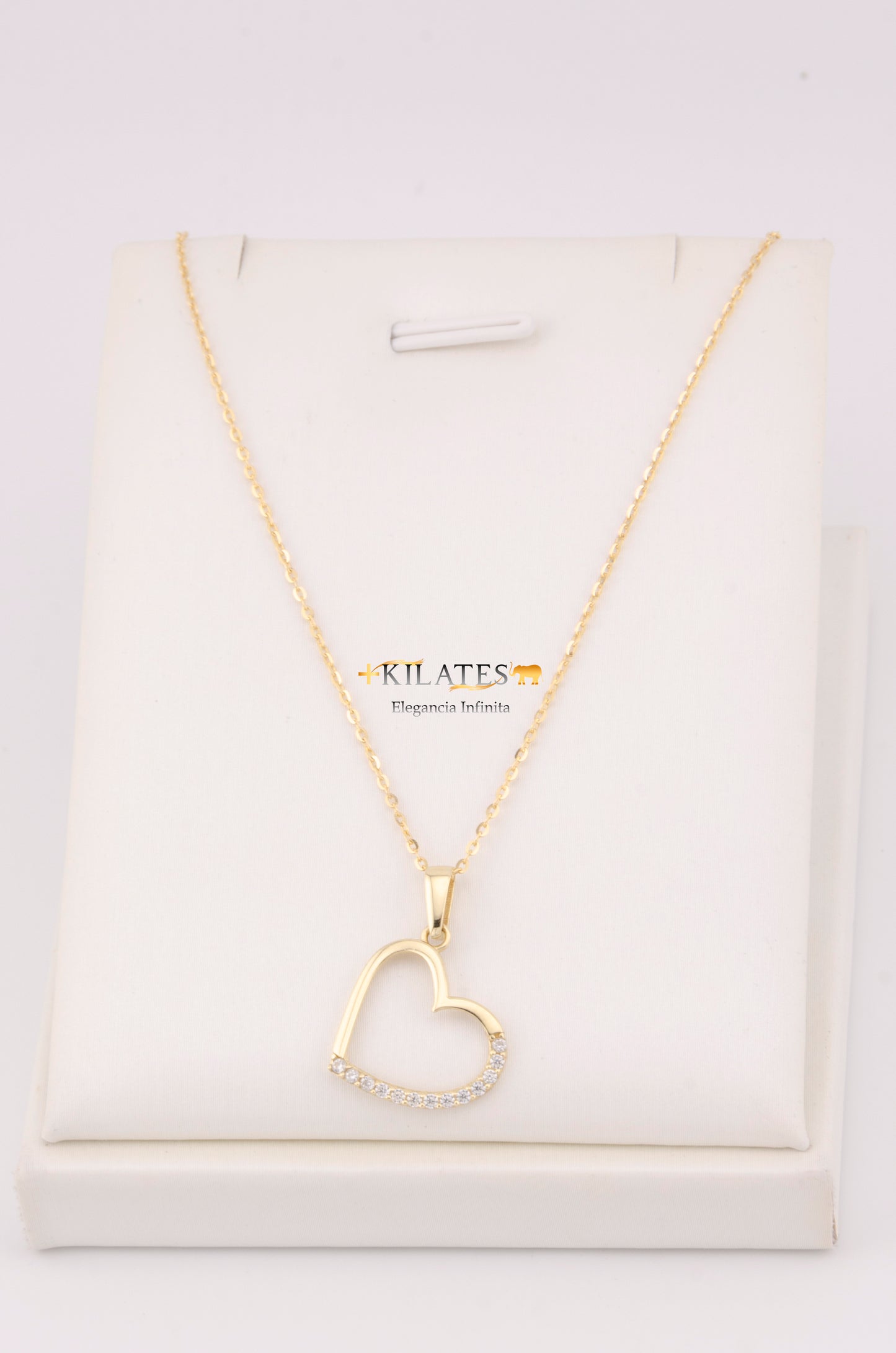 "CADENA PARA ADULTO DE 45CM ESTILO CUADRADO SOLIDA CON DIJE DE CORAZON. ORO 10K #775-3455"