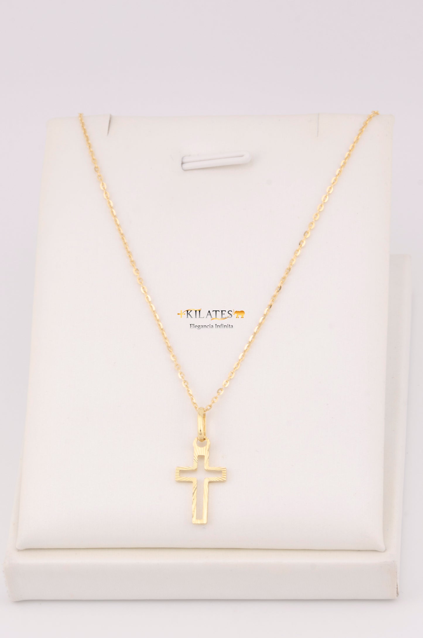 "CADENA PARA ADULTO DE 45CM ESTILO CUADRADO SOLIDA CON DIJE DE CRUZ. ORO 10K #775-3458"