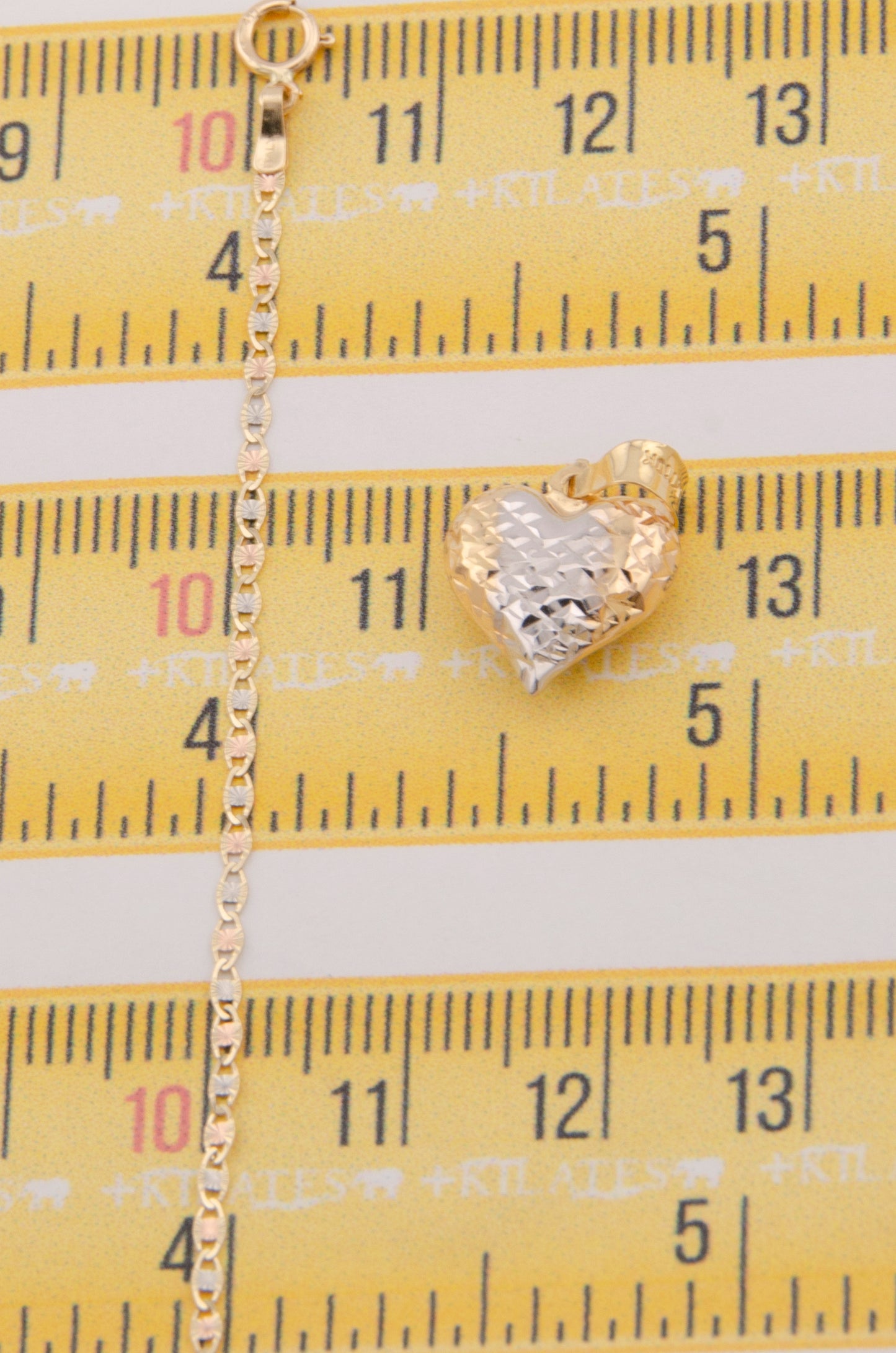 "CADENA DE 50CM PARA ADULTO ESTILO 3 OROS CON DIJE DE CORAZON 3 TONOS GRANDE. ORO 10K #775-3463"