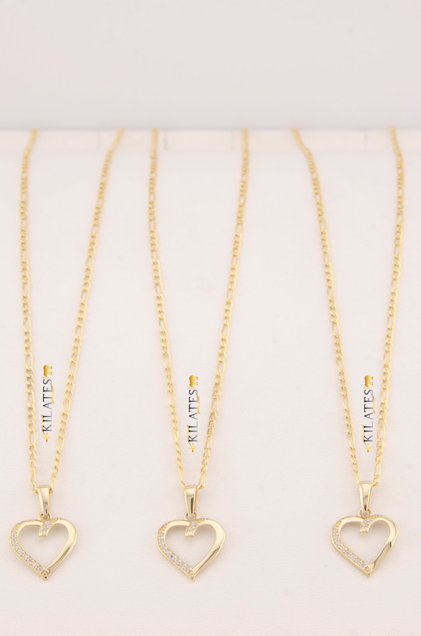"CADENA DE 50CM PARA ADULTO ESTILO 3+1 CON DIJE DE CORAZON CON ZIRCONIA BLANCA. ORO 10K #775-3488"