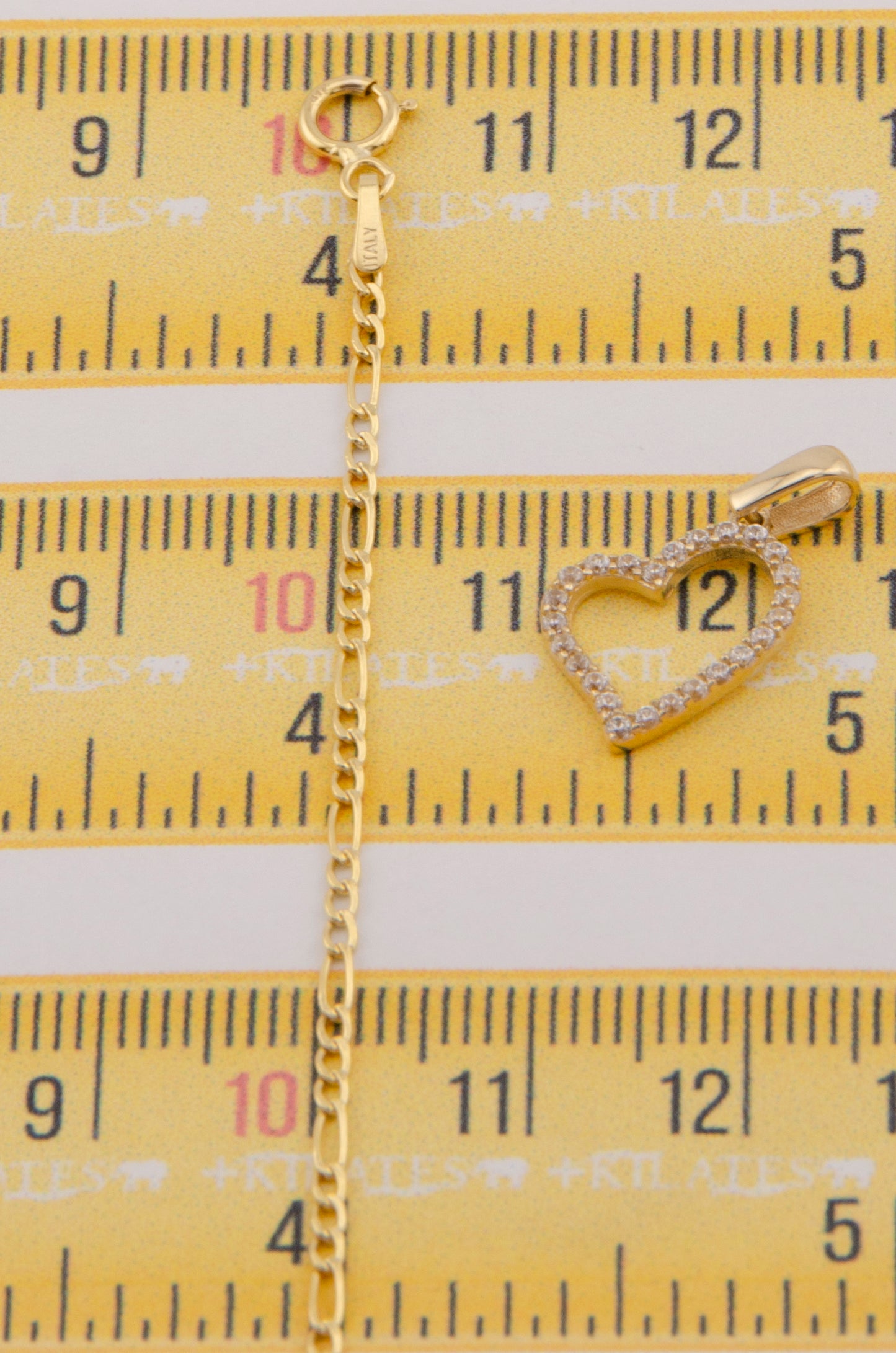 "CADENA DE 50CM PARA ADULTO ESTILO 3+1 CON DIJE DE CORAZON CON ZIRCONIA BLANCA. ORO 10K #775-3489"
