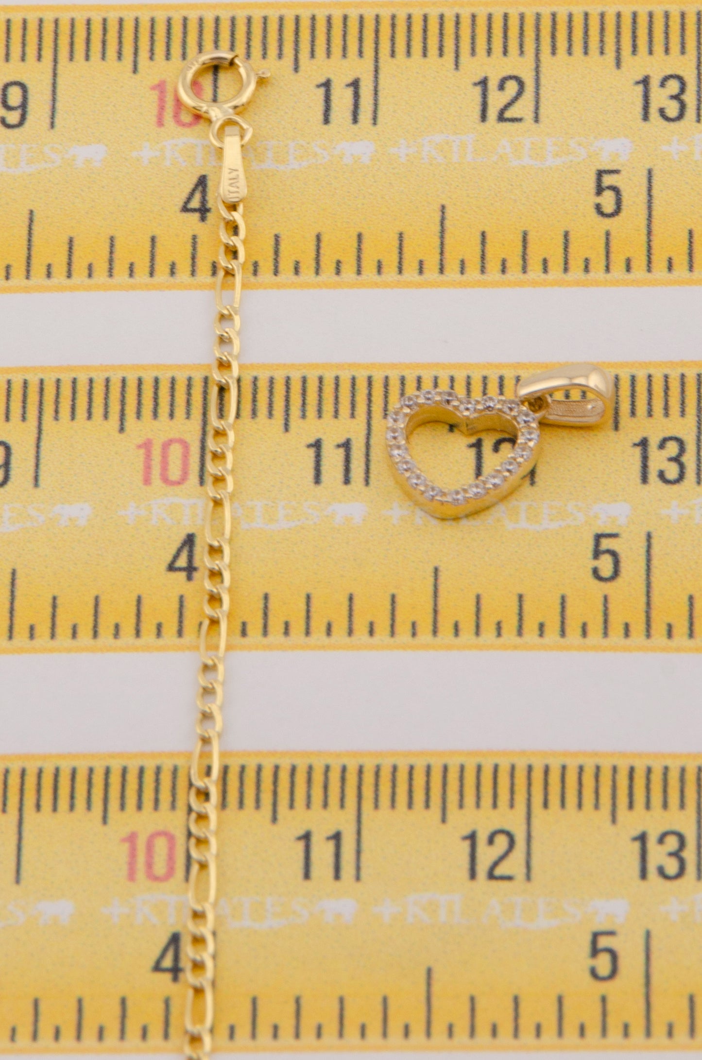 "CADENA DE 50CM PARA ADULTO ESTILO 3+1 CON DIJE DE CORAZON CON ZIRCONIA BLANCA. ORO 10K #775-3490"