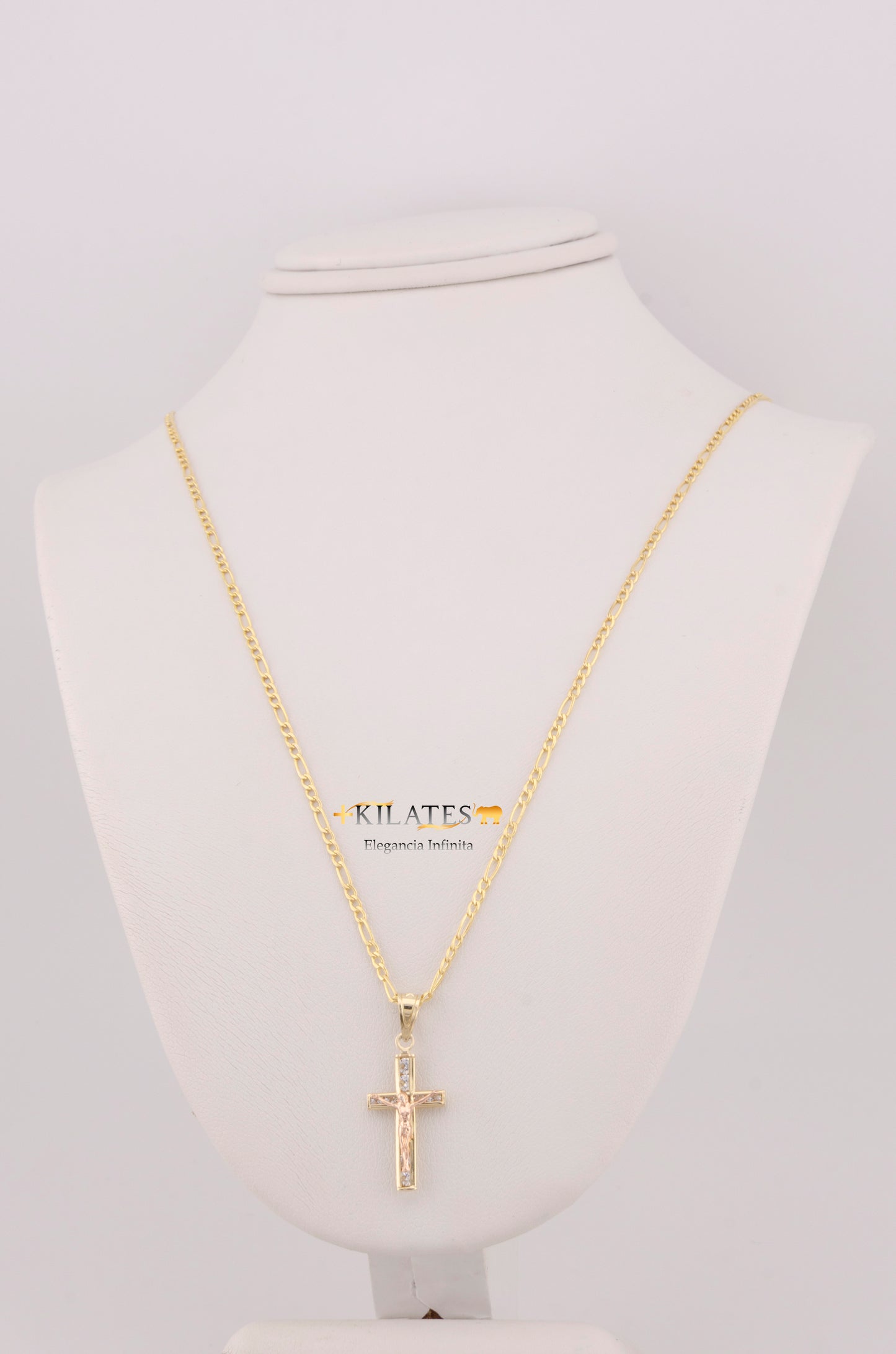 "CADENA DE 50CM PARA DAMA ESTILO 3 +1 CON DIJE DE JESUCRISTO. ORO 10K #775-3501"