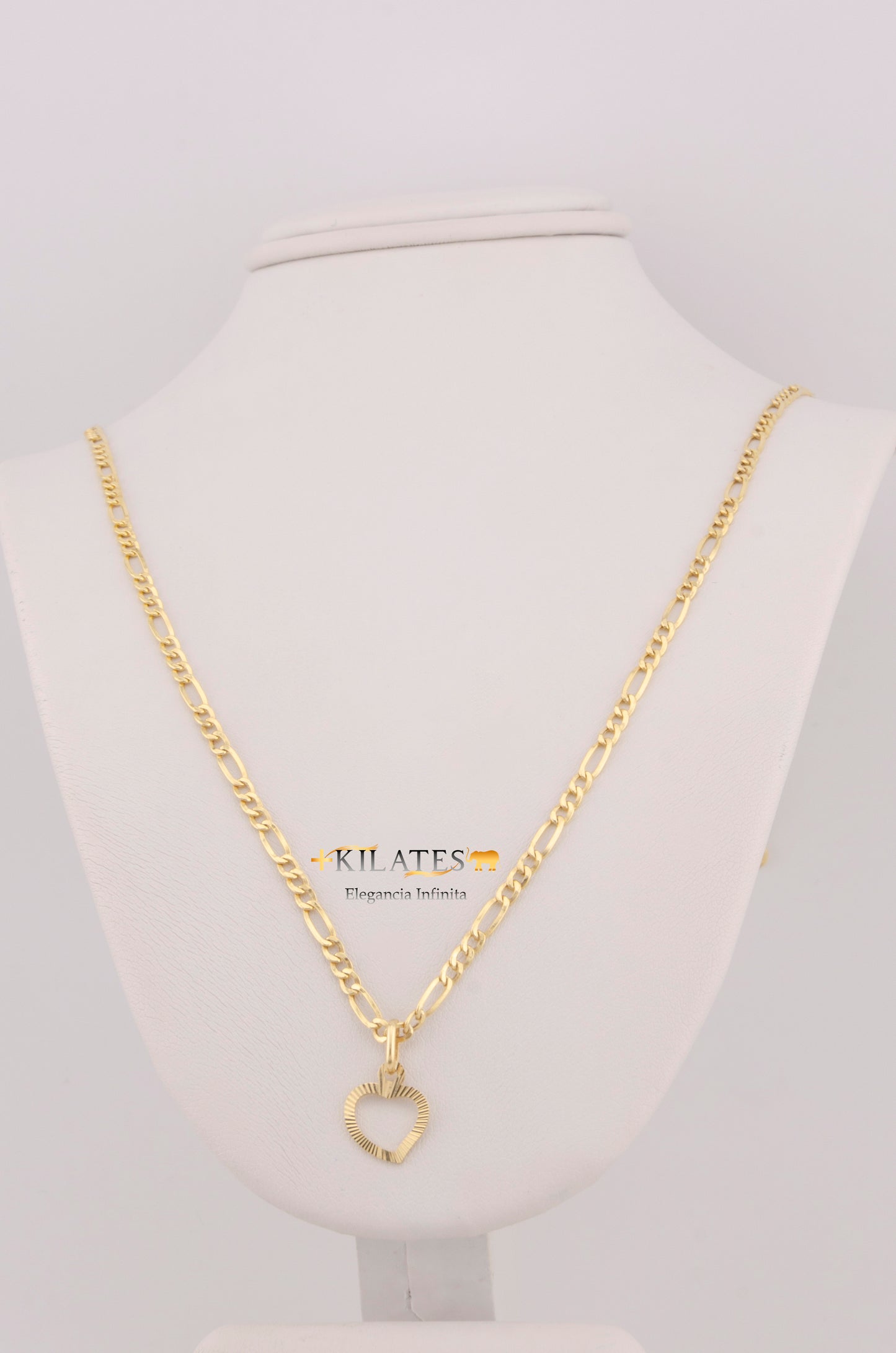"CADENA DE 50CM PARA DAMA ESTILO 3 +1 CON DIJE DE CORAZON. ORO 10K #775-3502"