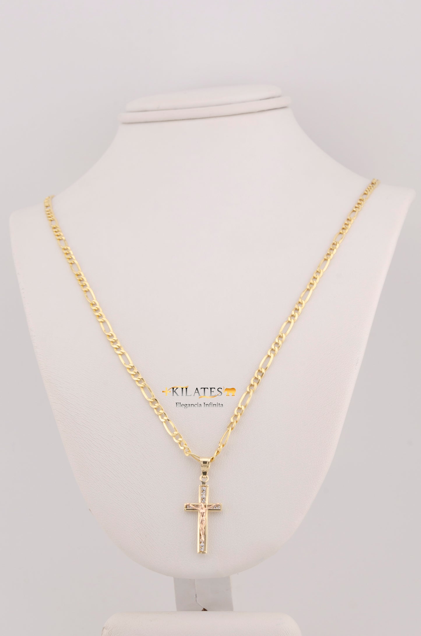 "CADENA DE 50CM PARA DAMA ESTILO 3 +1 CON DIJE DE JESUCRISTO. ORO 10K #775-3503"