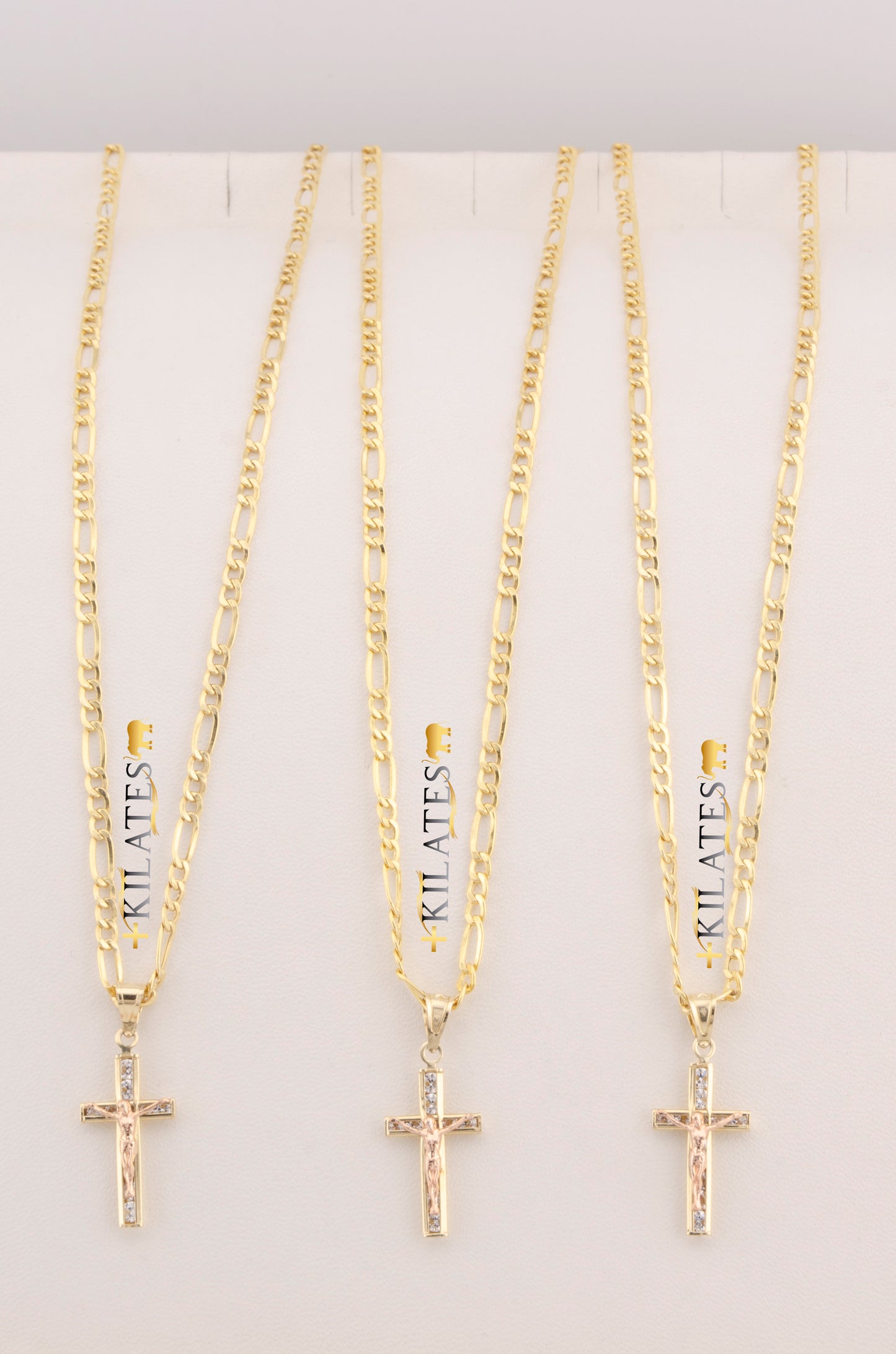 "CADENA DE 50CM PARA DAMA ESTILO 3 +1 CON DIJE DE JESUCRISTO. ORO 10K #775-3503"