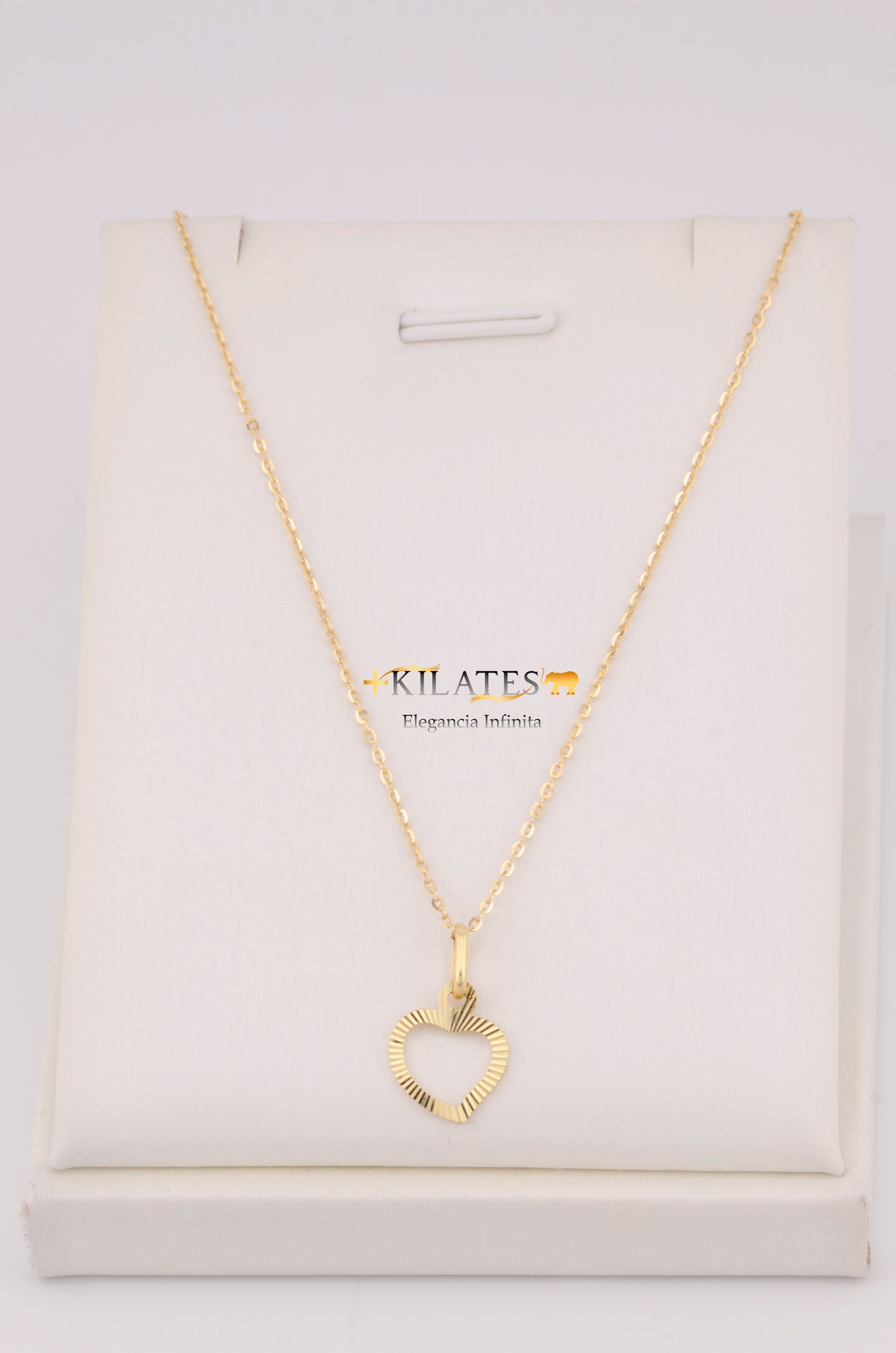 "CADENA DE 50CM PARA DAMA ESTILO CUADRADA SOLIDA CON DIJE DE CORAZON. ORO 10K #775-3498"
