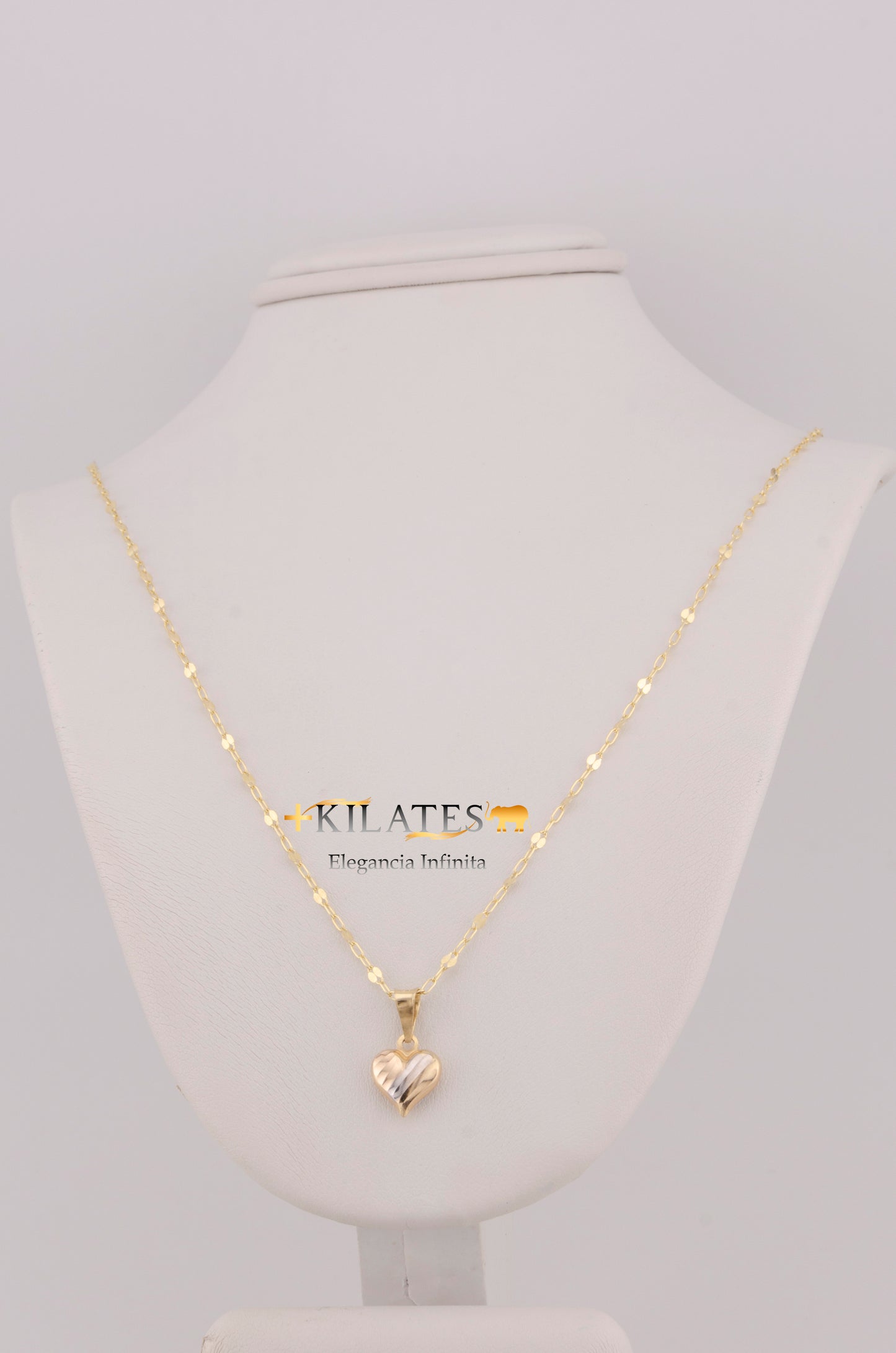 "CADENA DE 50CM PARA DAMA ESTILO LLUVIA CON DIJE DE CORAZON 3 TONOS PEQUEÑO. ORO 10K #775-3527"