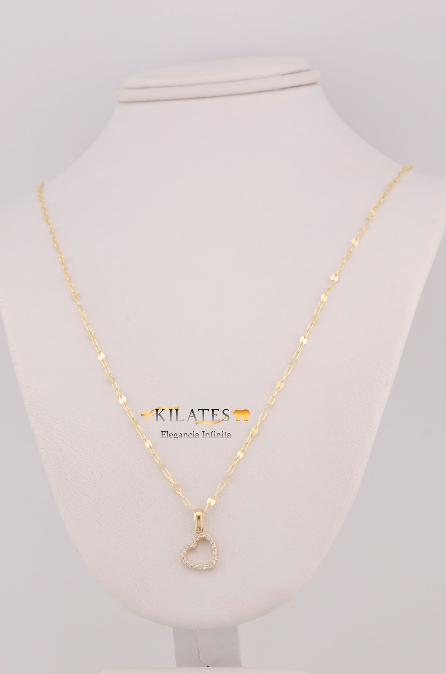 "CADENA DE 50CM PARA DAMA ESTILO LLUVIA CON DIJE DE CORAZON CON ZIRCONIA BLANCA. ORO 10K #775-3528"
