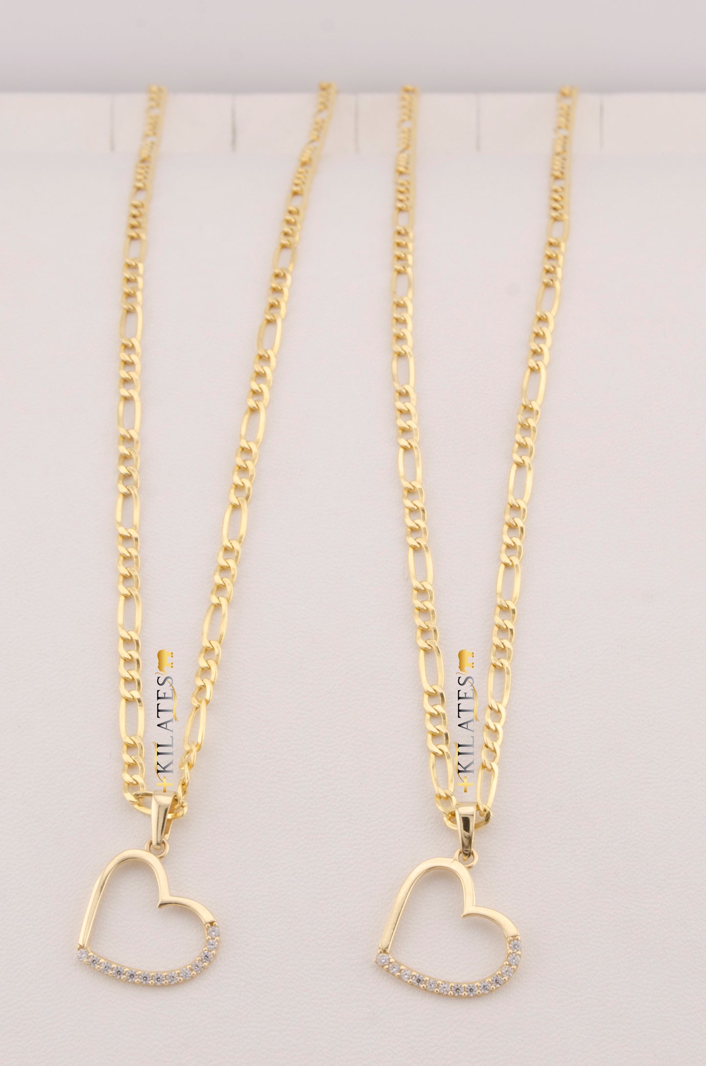 "CADENA DE 50CM PARA DAMA ESTILO 3+1 CON DIJE DE CORAZON CON PIEDRAS DE ZIRCONIA BLANCA . ORO 10K #775-3536"