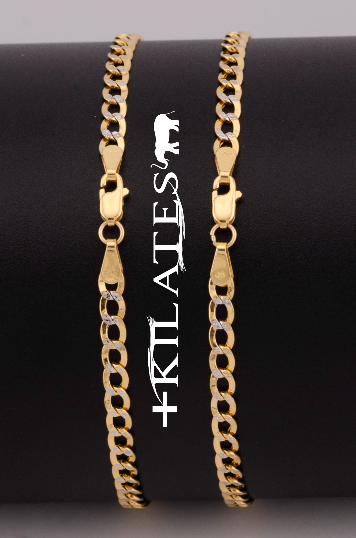 "PULSERA PARA ADULTO DE 20CM ESTILO CUBANA DIAMANTADA. ORO 10K #775-3542"