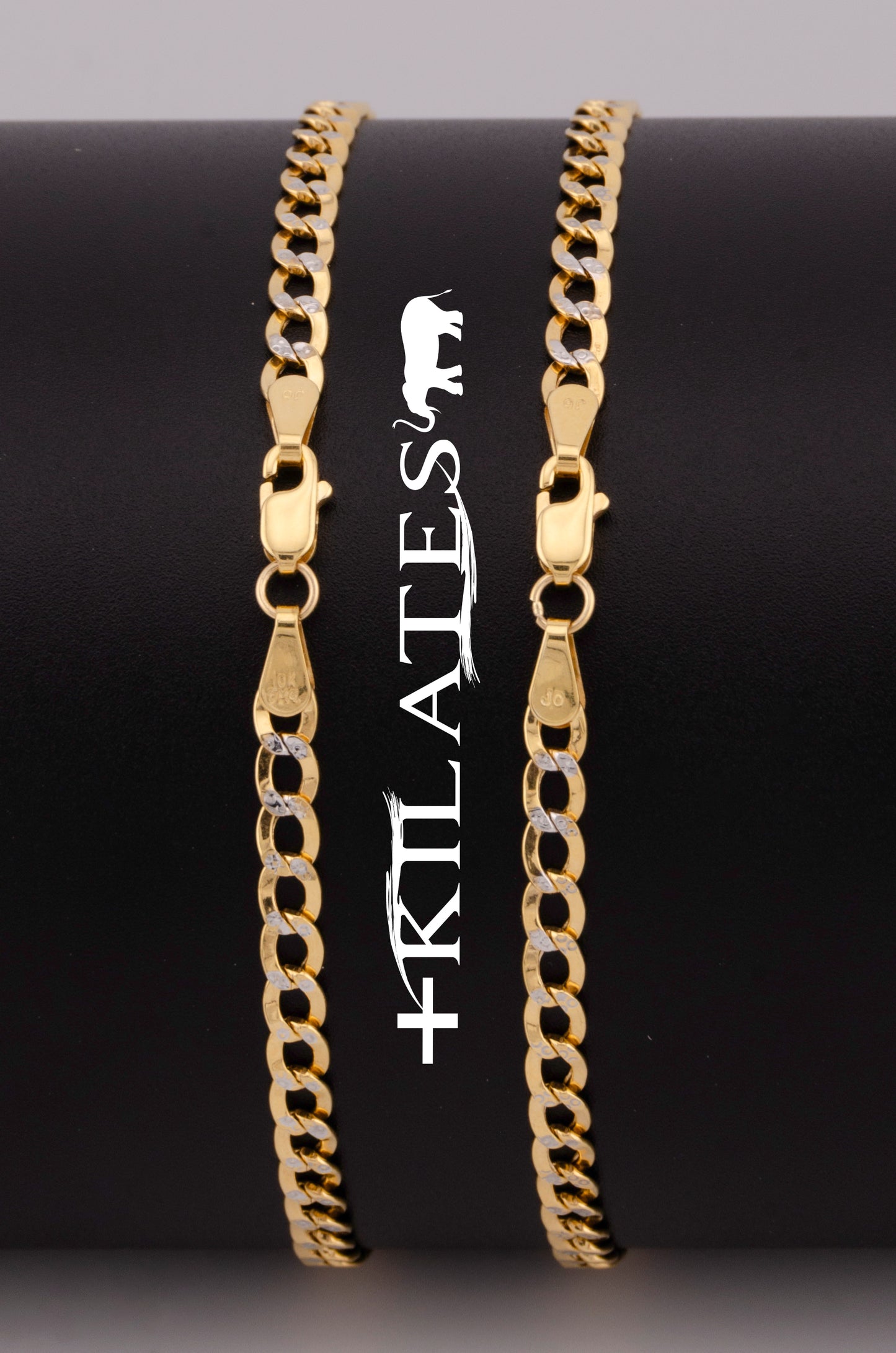 "PULSERA PARA ADULTO DE 18.6CM ESTILO CUBANA DIAMANTADA. ORO 10K #775-3543"