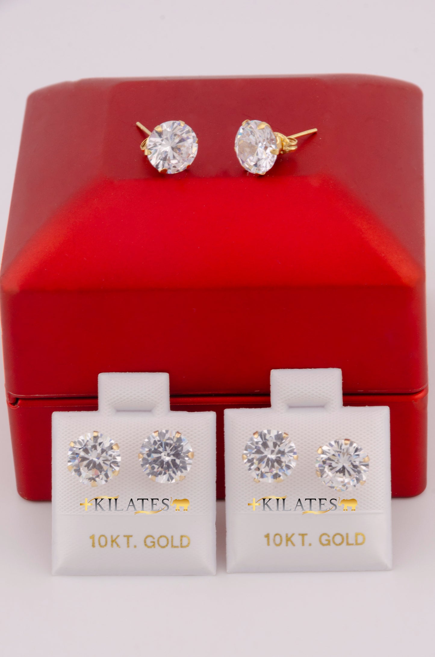 "ARETES PREMIUM DE ZIRCONIA BLANCA. ORO 10K #775-3544"