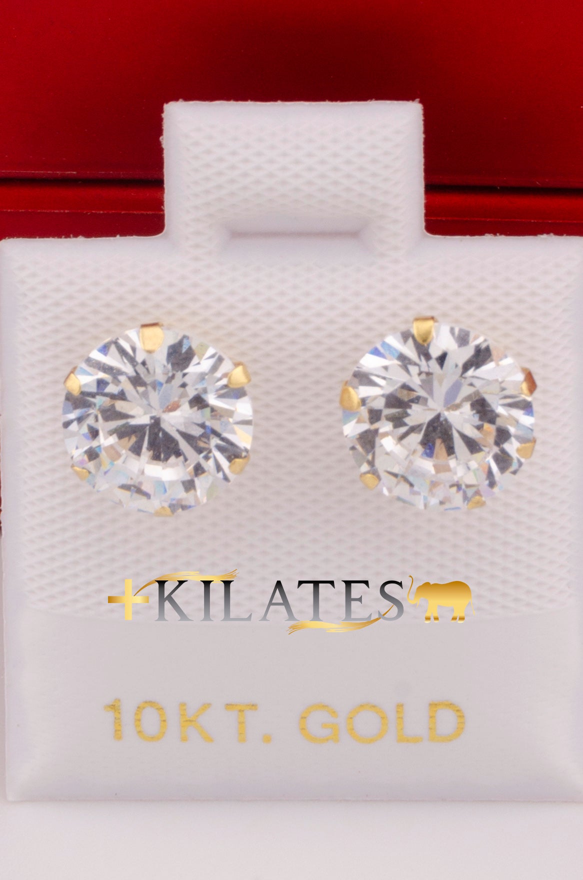 "ARETES PREMIUM DE ZIRCONIA BLANCA. ORO 10K #775-3544"