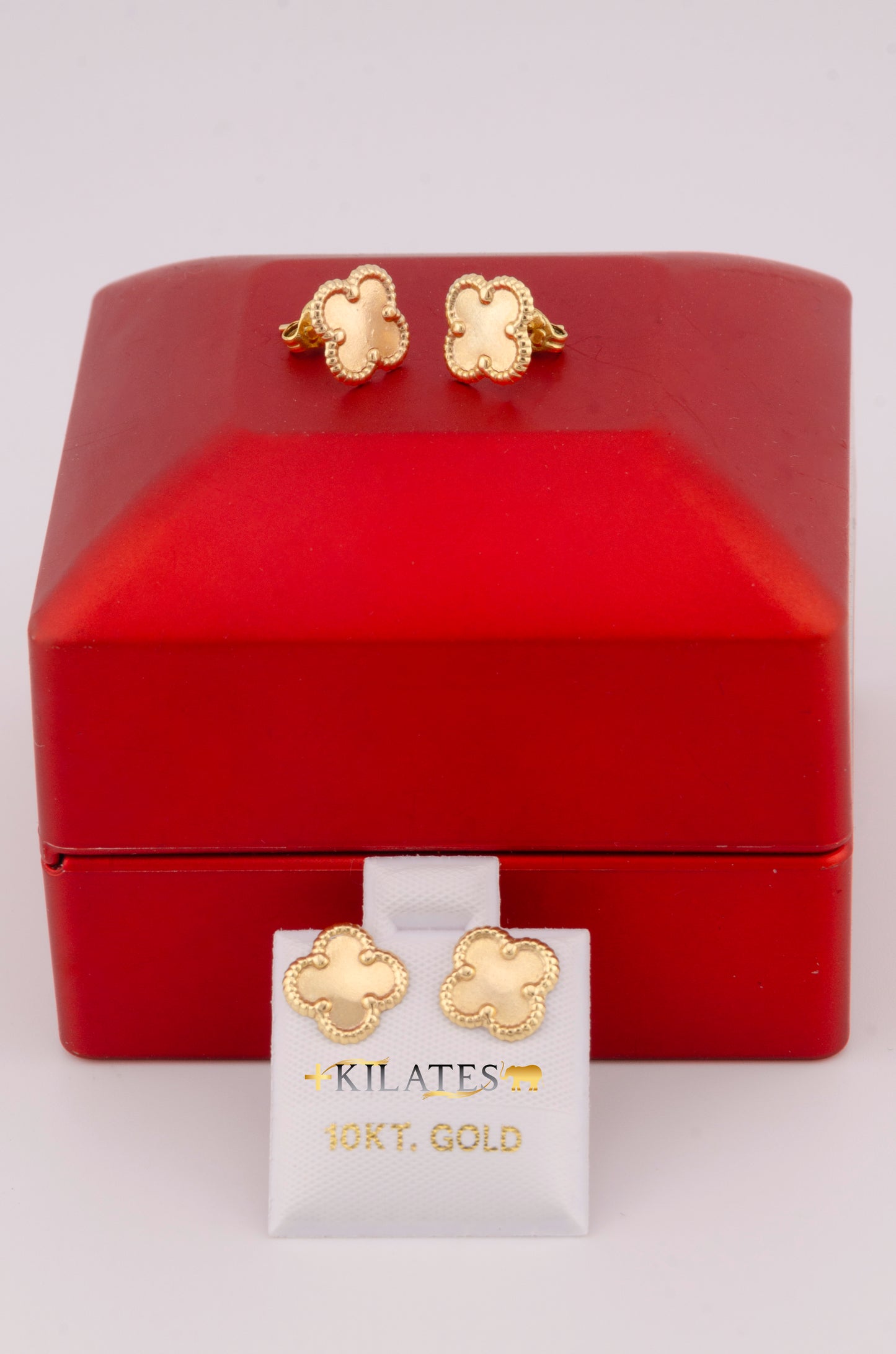 "ARETES PREMIUM DE TREBOL VAN CLEEF DORADOS. ORO 10K #775-3548"