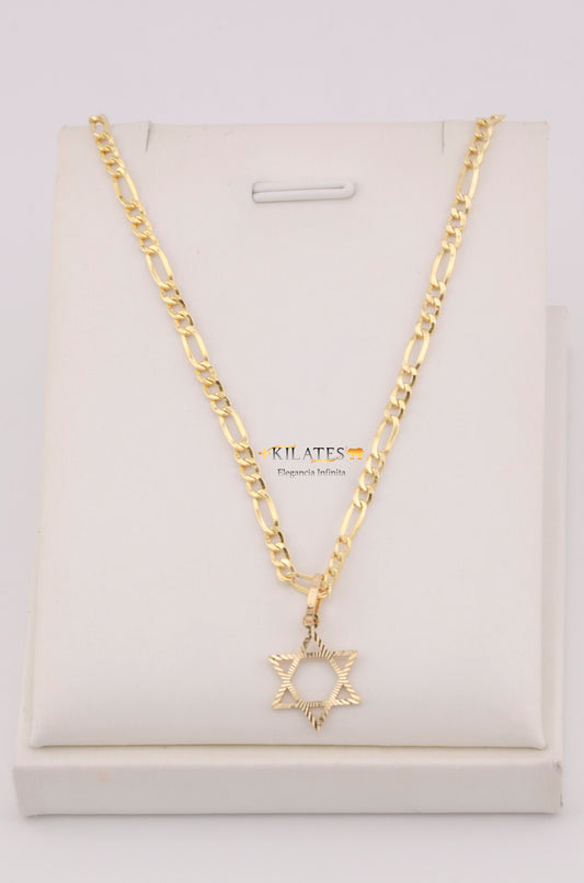 "CADENA PARA ADULTO DE 60CM ESTILO 3+1 CON DIJE DE ESTRELLA. ORO 10K #775-3581"