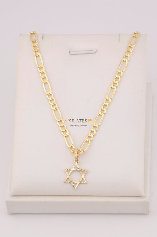 "CADENA PARA ADULTO DE 60CM ESTILO 3+1 CON DIJE DE ESTRELLA. ORO 10K #775-3601"