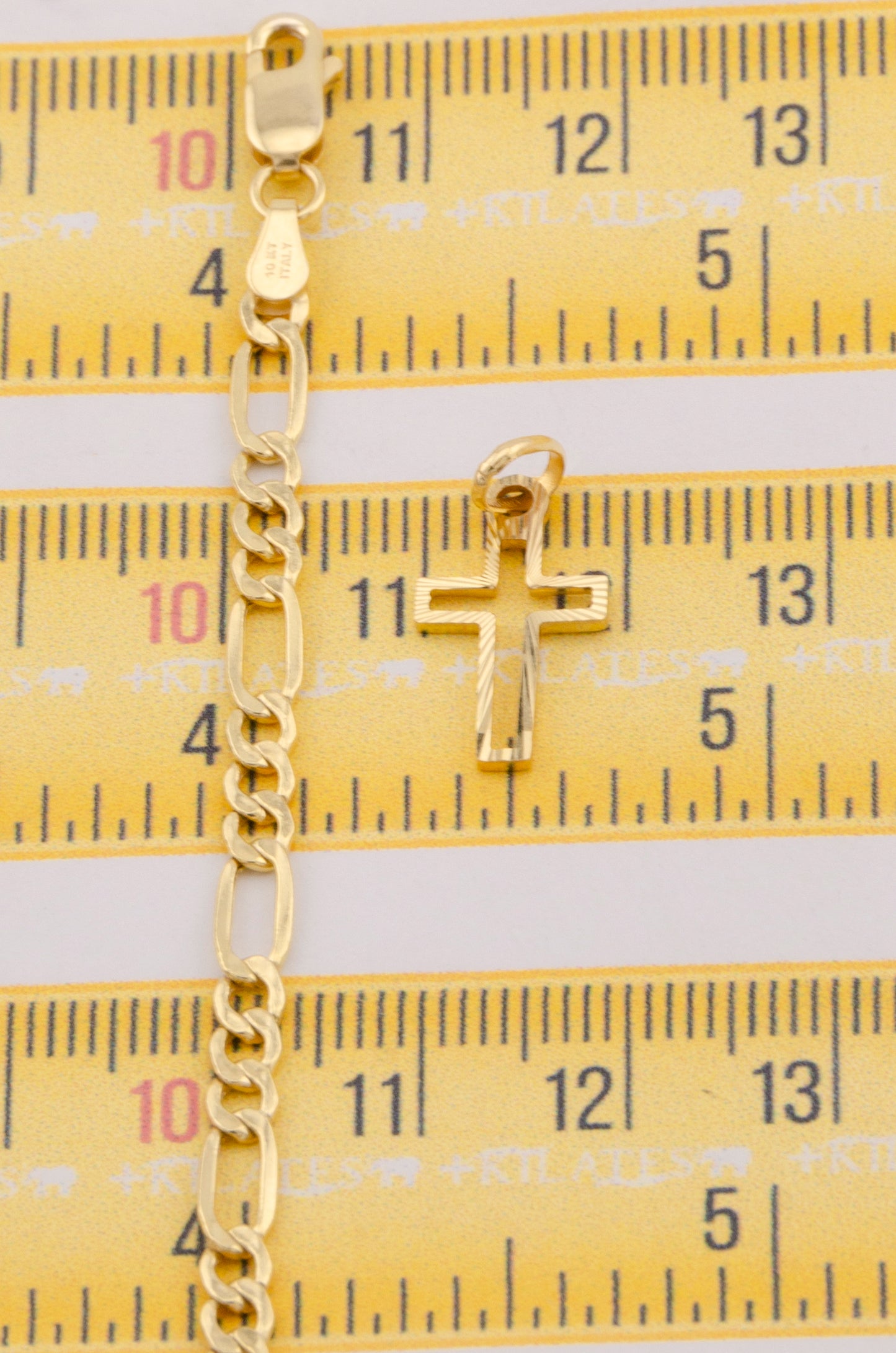 "CADENA PARA ADULTO DE 60CM ESTILO 3+1 CON DIJE DE CRUZ. ORO 10K #775-3602"
