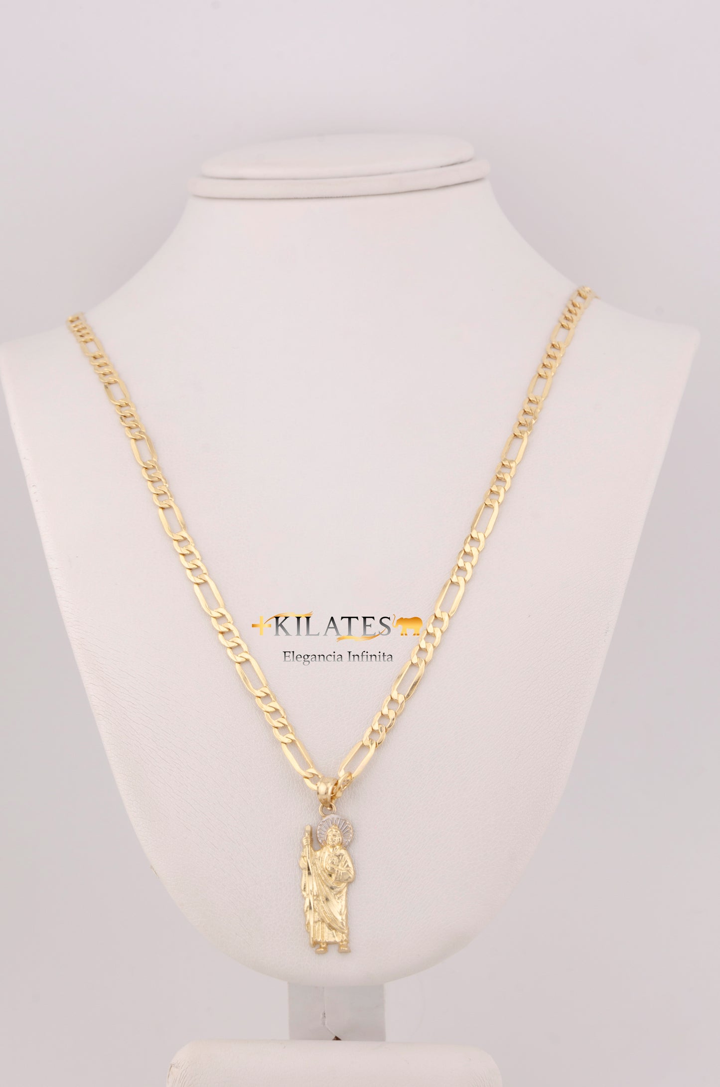 "CADENA PARA DAMA ESTILO 3+1 CON DIJE DE SAN JUDAS TADEO MEDIANO. ORO 10K #775-3655"