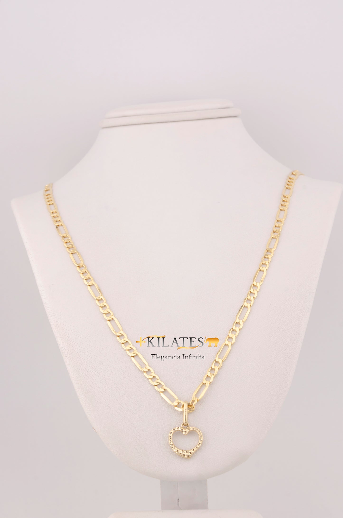 "CADENA PARA DAMA ESTILO 3+1 CON DIJE DE CORAZON DORADO. ORO 10K #775-3661"