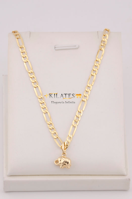 "CADENA PARA DAMA ESTILO 3+1 CON DIJE DE ELEFANTE PEQUEÑO. ORO 10K #775-3666"