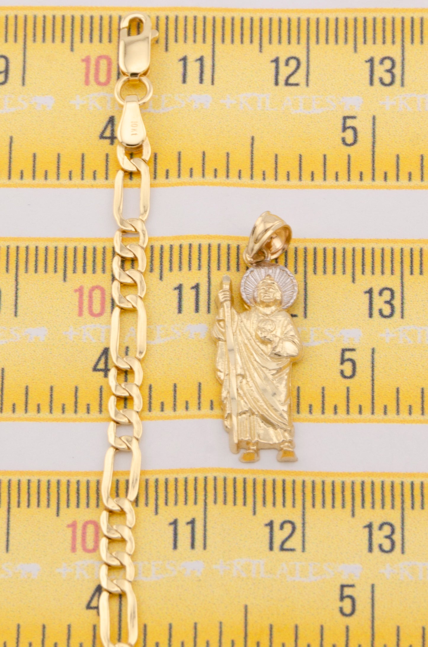 "CADENA PARA DAMA ESTILO 3+1 CON DIJE DE SAN JUDAS TADEO MEDIANO. ORO 10K #775-3655"
