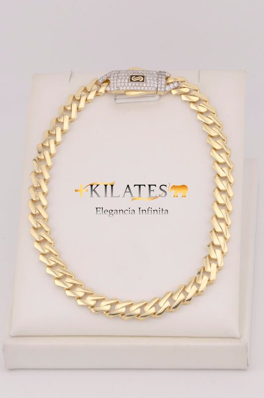 PULSERA MONACO PARA ADULTO DE 21CM. ORO 10K #775-3724