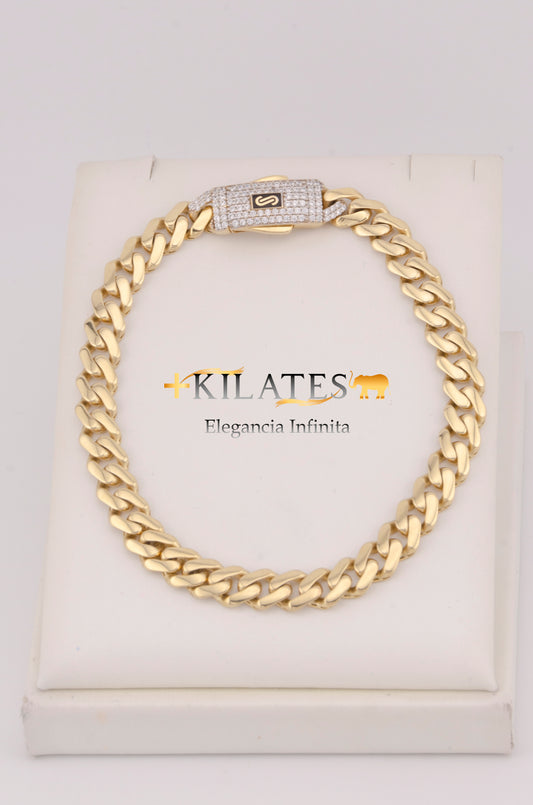 PULSERA MONACO PARA ADULTO DE 19CM. ORO 10K #775-3725