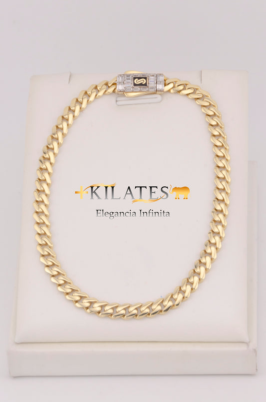 PULSERA MONACO PARA ADULTO DE 21CM. ORO 10K #775-3727