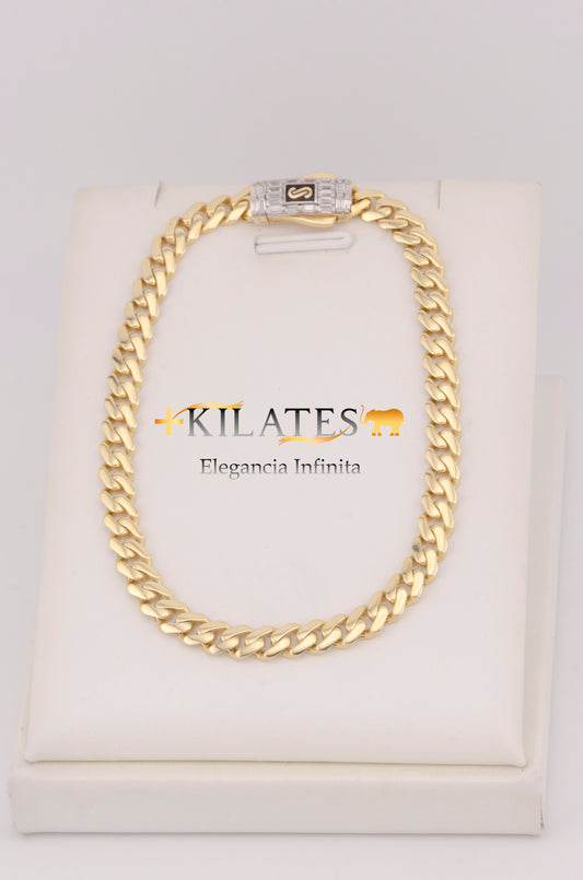 PULSERA MONACO PARA ADULTO DE 18.5CM. ORO 10K #775-3728