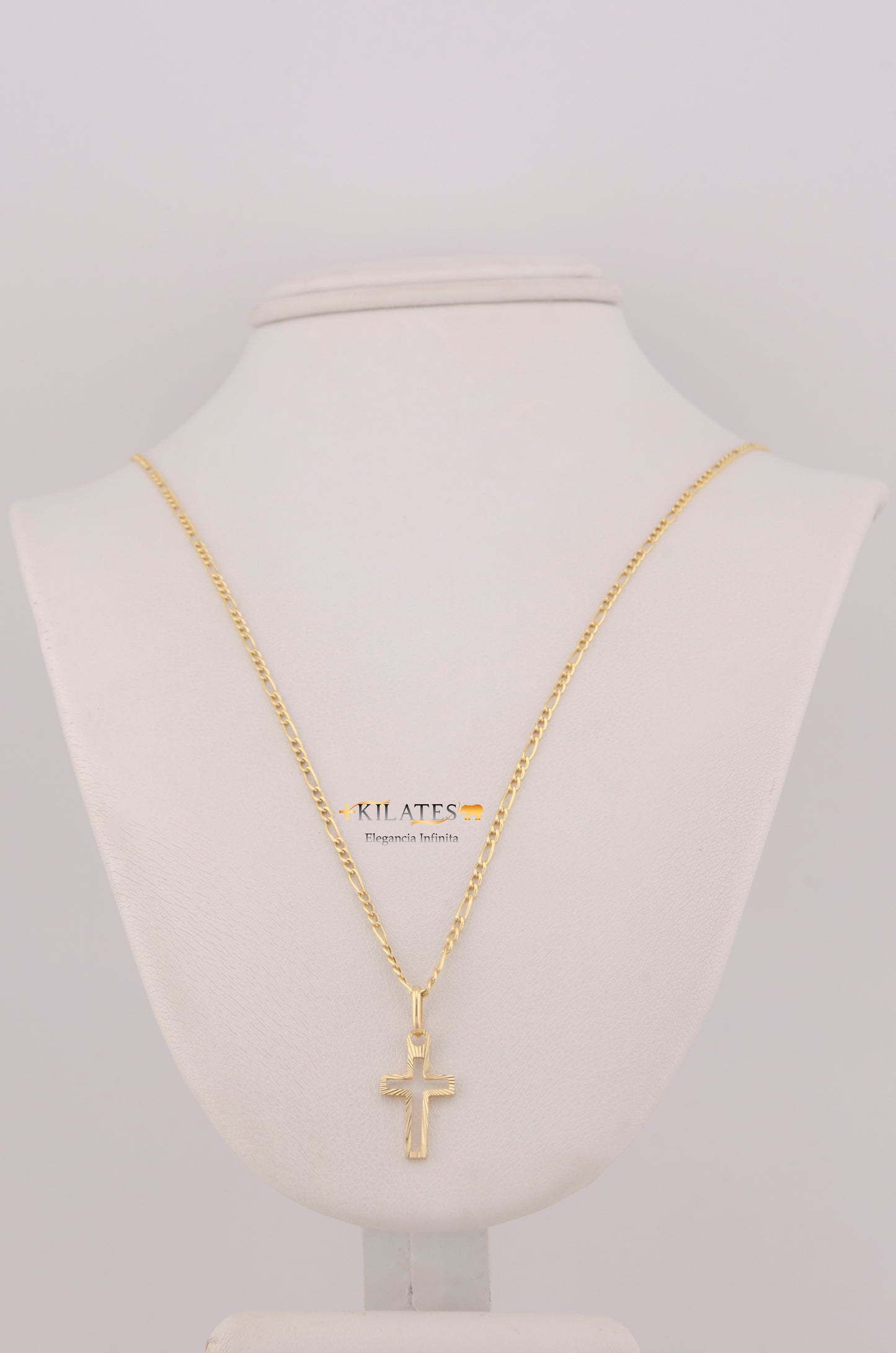 " CADENA PARA DAMA DE 50CM ESTILO CUADRADA SOLIDA CON DIJE DE CRUZ. ORO 10K #775-3777"