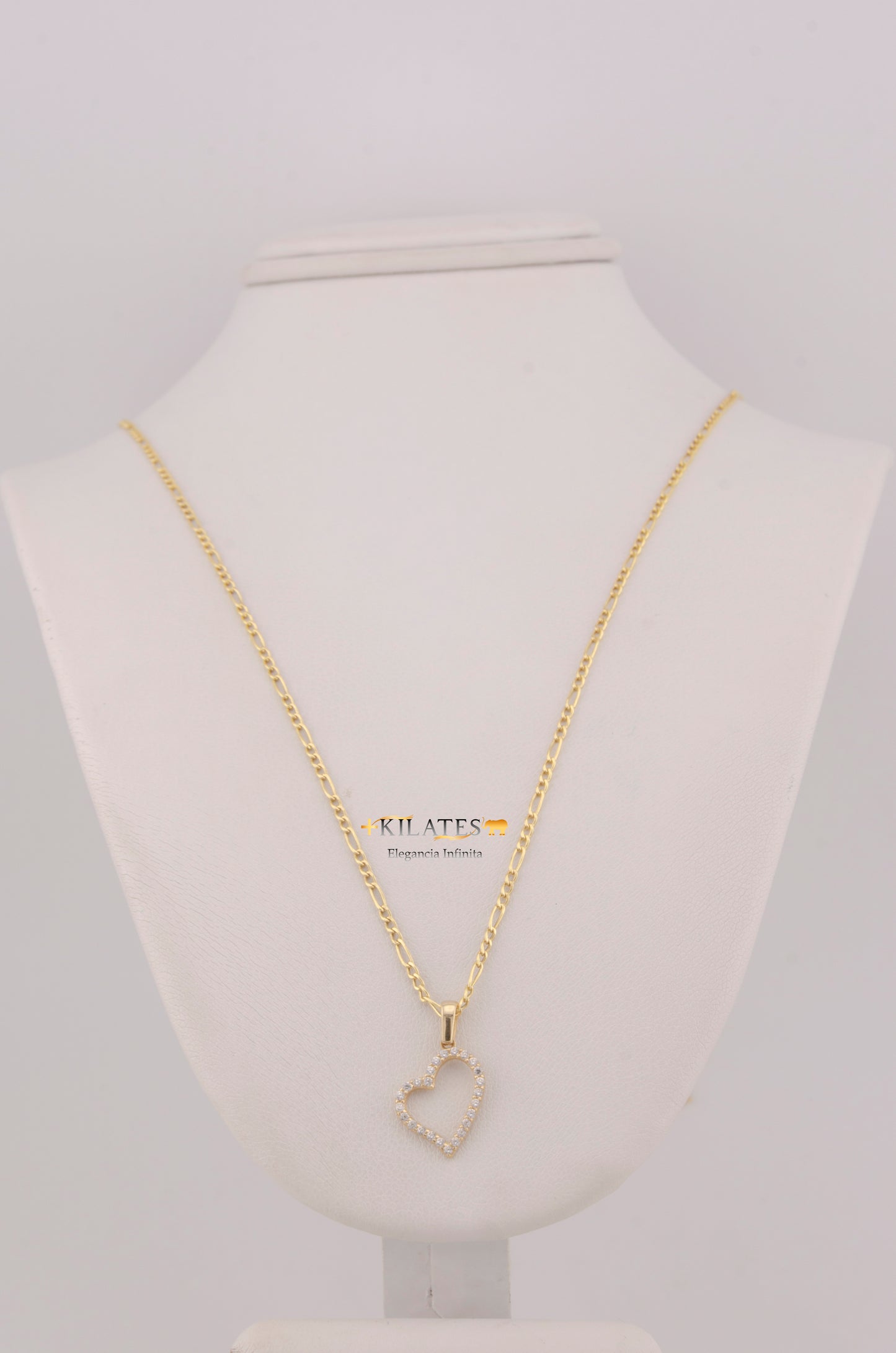 " CADENA PARA DAMA DE 50CM ESTILO 3+1 CON DIJE DIJE CORAZON CON ZIRCONIA BLANCA. ORO 10K #775-3757"