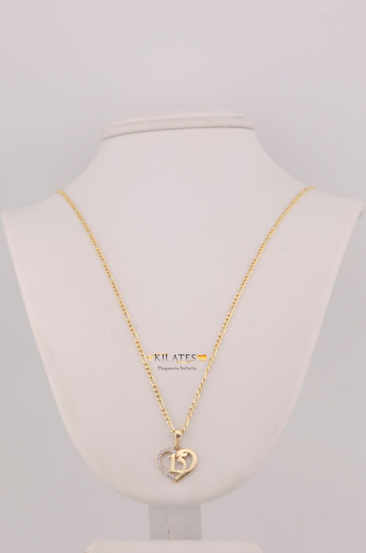 " CADENA PARA DAMA DE 50CM ESTILO 3+1 CON DIJE DIJE CORAZON CON ZIRCONIA BLANCA. ORO 10K #775-3759"