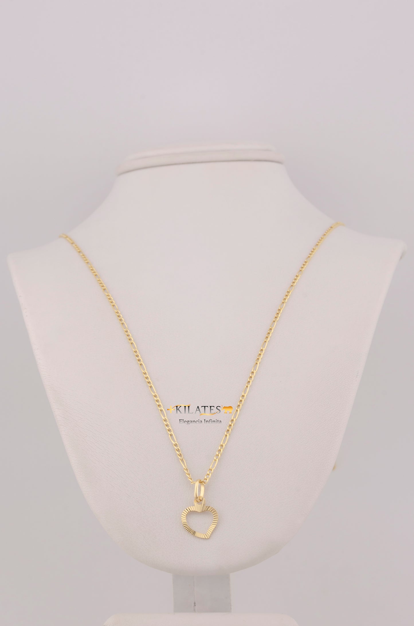 " CADENA PARA DAMA DE 50CM ESTILO 3+1 CON DIJE DIJE CORAZON DORADO. ORO 10K #775-3762"