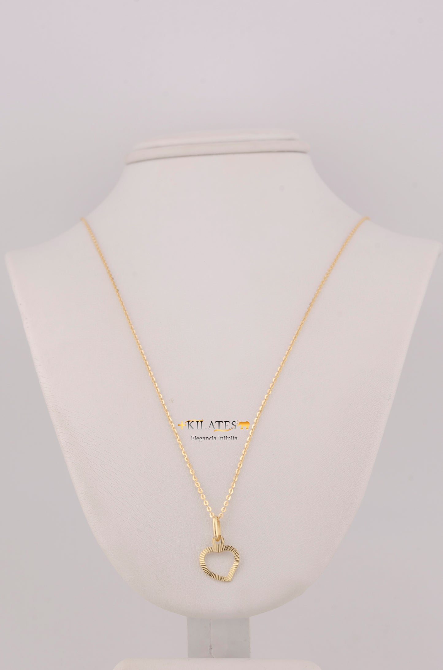 " CADENA PARA DAMA DE 50CM ESTILO CUADRADA SOLIDA CON DIJE DE CORAZON DORADO. ORO 10K #775-3783"