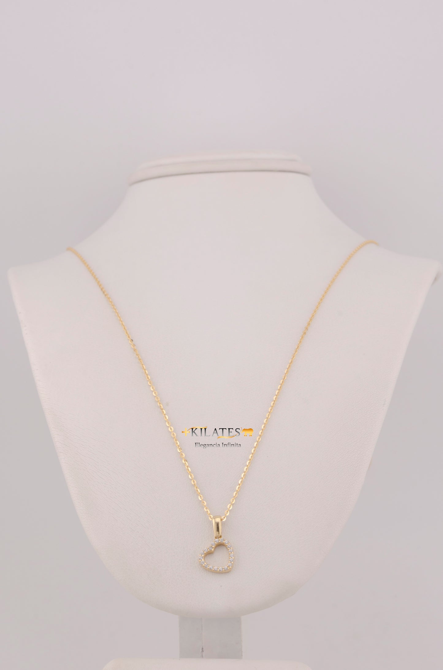 " CADENA PARA DAMA DE 50CM ESTILO CUADRADA SOLIDA CON DIJE DE CORAZON CON ZIRCONIA BLANCA. ORO 10K #775-3782"
