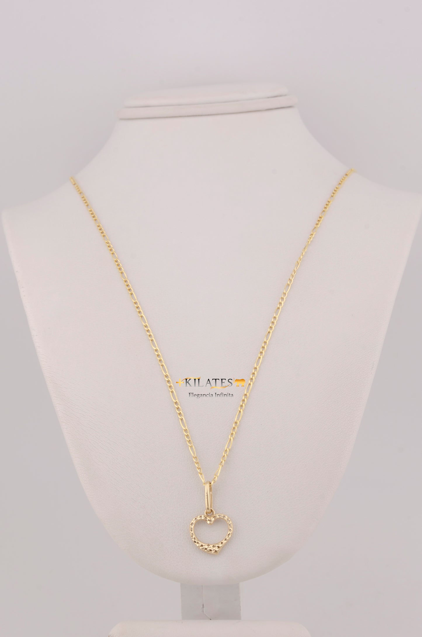 " CADENA PARA DAMA DE 50CM ESTILO 3+1 CON DIJE DIJE CORAZON DORADO. ORO 10K #775-3763"