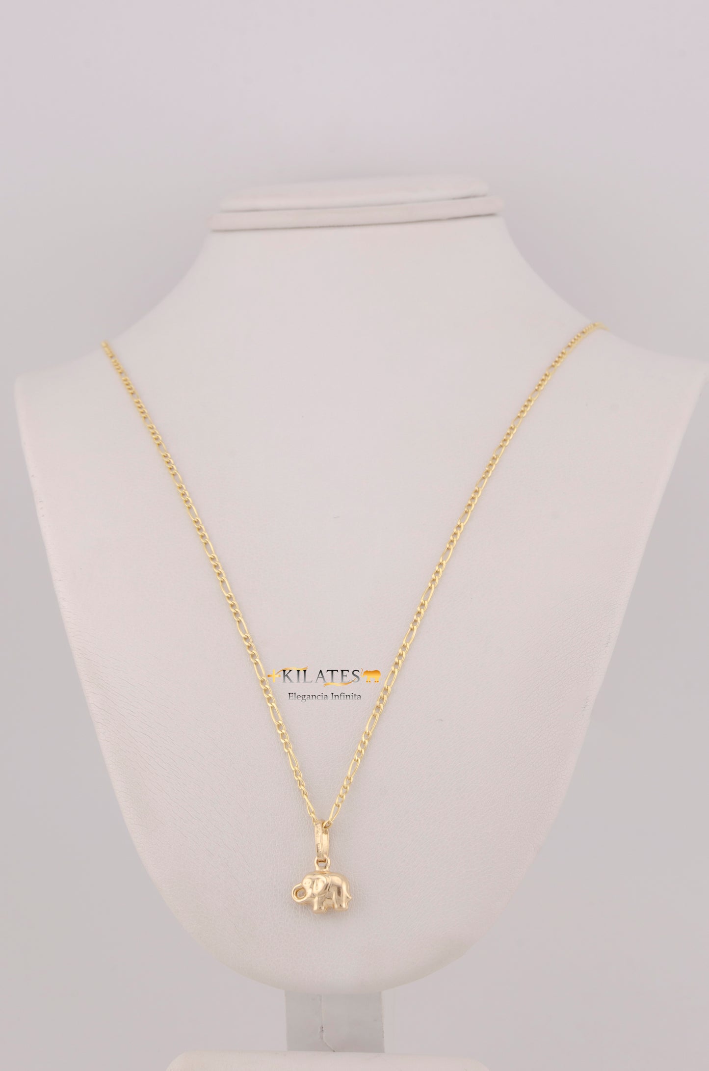 " CADENA PARA DAMA DE 50CM ESTILO 3+1 CON DIJE DE ELEFANTE PEQUEÑO. ORO 10K #775-3770"