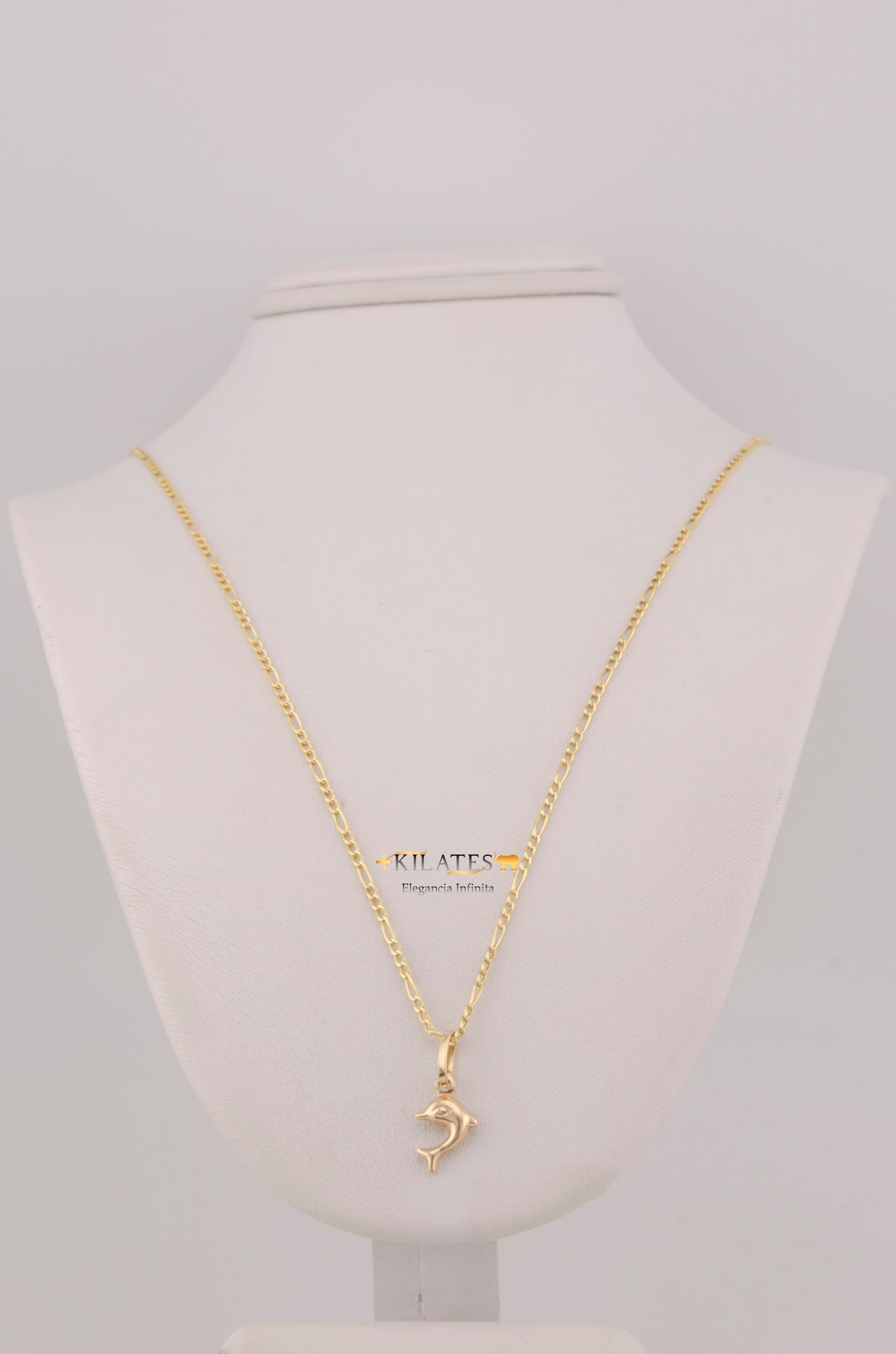 " CADENA PARA DAMA DE 50CM ESTILO 3+1 CON DIJE DE DELFIN PEQUEÑO. ORO 10K #775-3769"