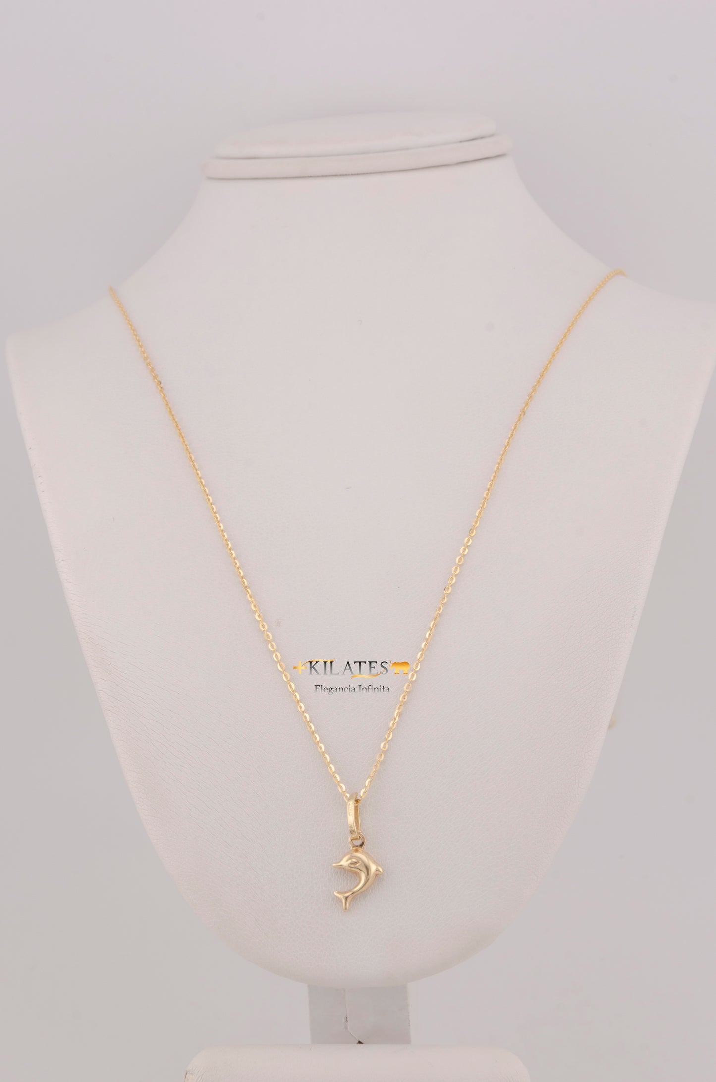 " CADENA PARA DAMA DE 50CM ESTILO CUADRADA SOLIDA CON DIJE DE DELFIN PEQUEÑO. ORO 10K #775-3791"