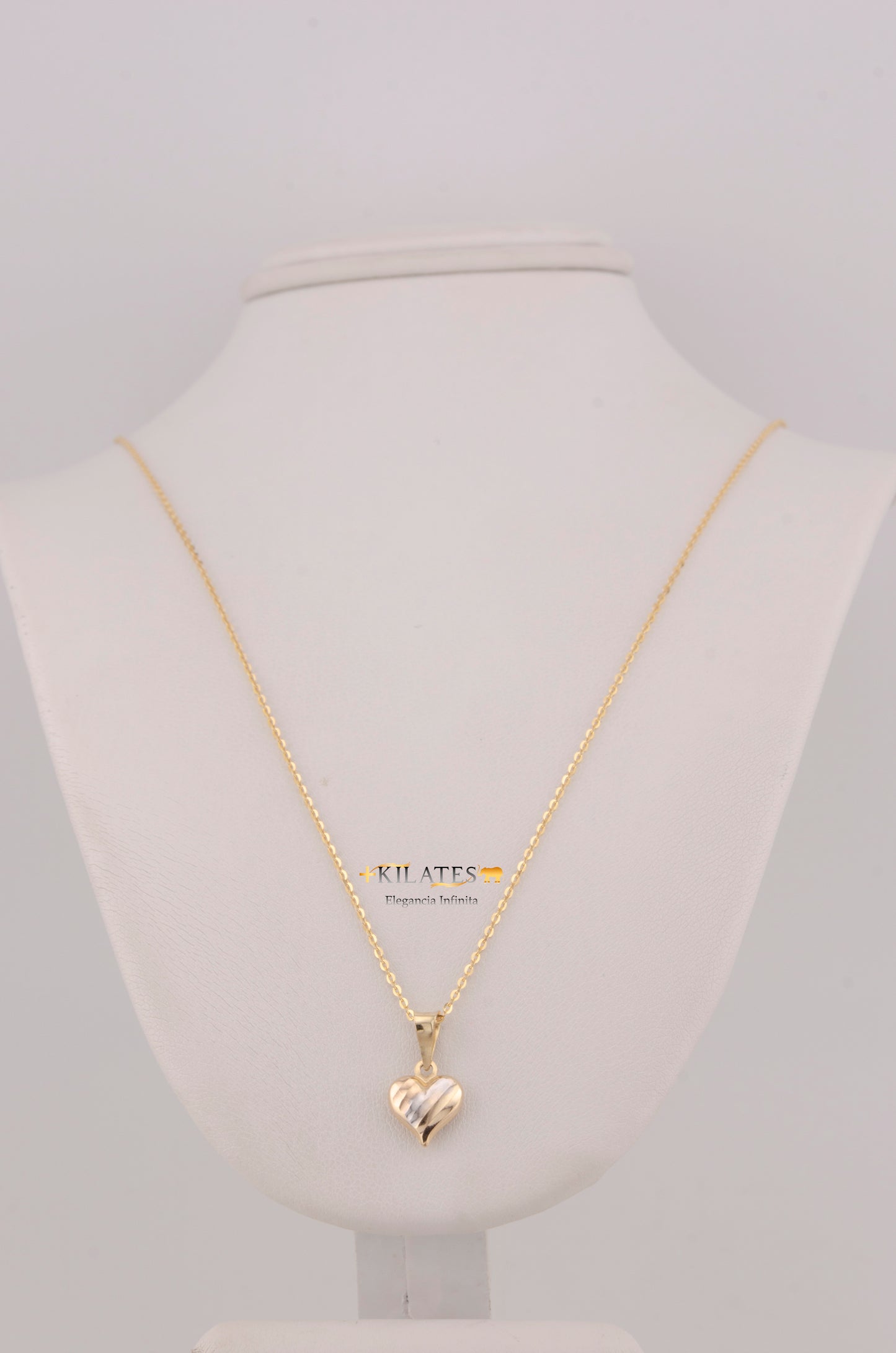 " CADENA PARA DAMA DE 50CM ESTILO CUADRADA SOLIDA CON DIJE DE CORAZON 3 TONOS PEQUEÑO. ORO 10K #775-3788"