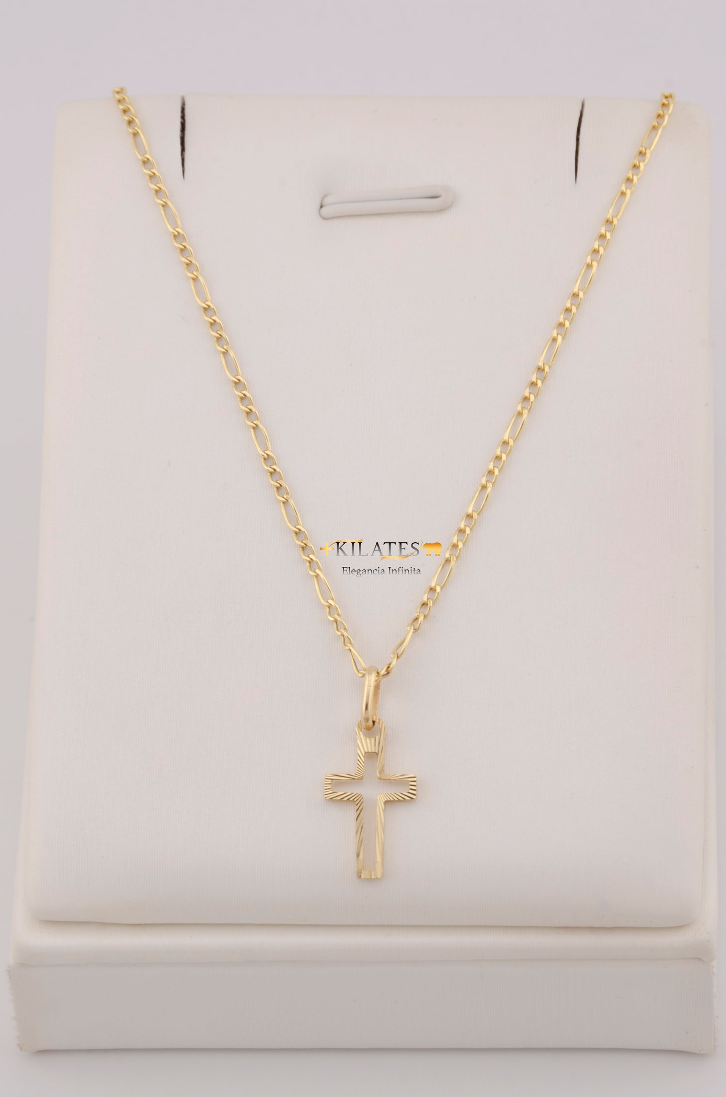 " CADENA PARA DAMA DE 50CM ESTILO 3+1 CON DIJE DIJE DE CRUZ. ORO 10K #775-3756"