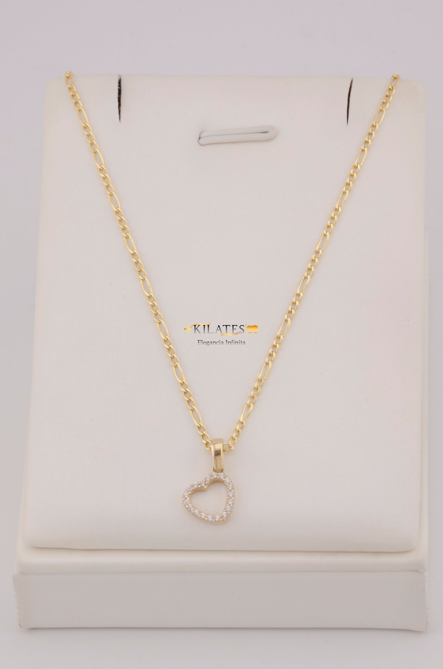 " CADENA PARA DAMA DE 50CM ESTILO 3+1 CON DIJE DIJE CORAZON CON ZIRCONIA BLANCA. ORO 10K #775-3761"