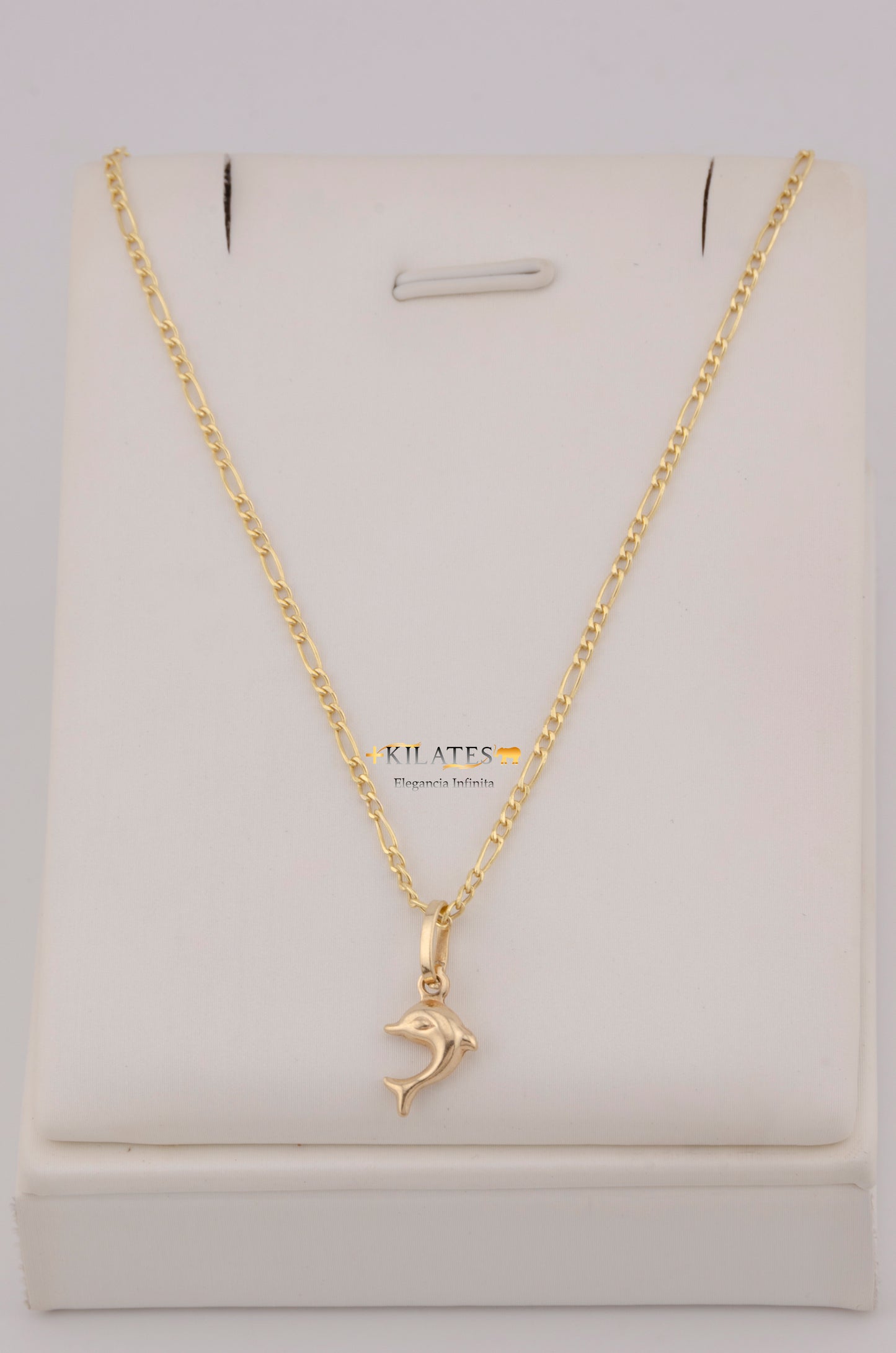 " CADENA PARA DAMA DE 50CM ESTILO 3+1 CON DIJE DE DELFIN PEQUEÑO. ORO 10K #775-3769"