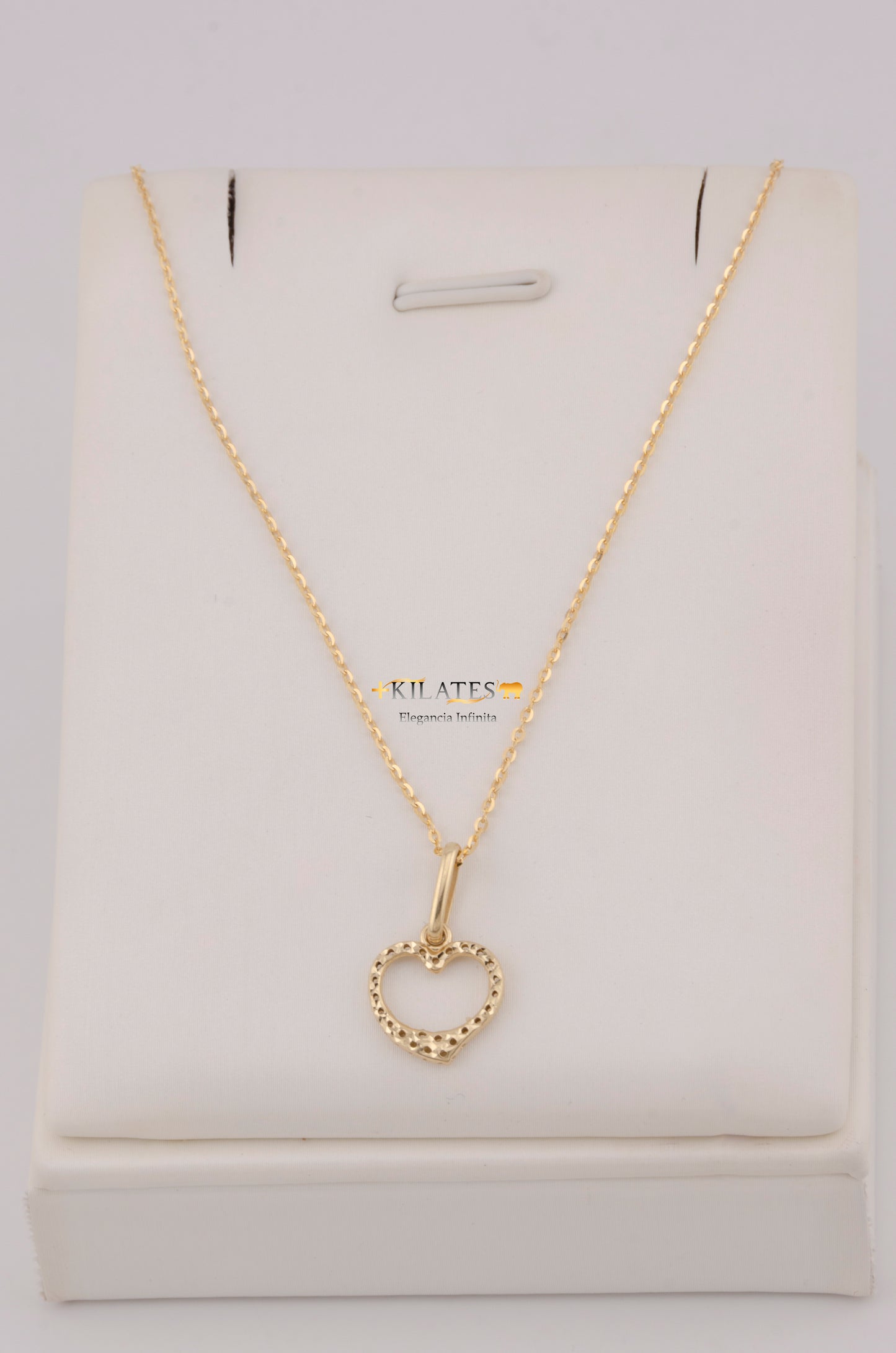 " CADENA PARA DAMA DE 50CM ESTILO CUADRADA SOLIDA CON DIJE DE CORAZON DORADO. ORO 10K #775-3781"