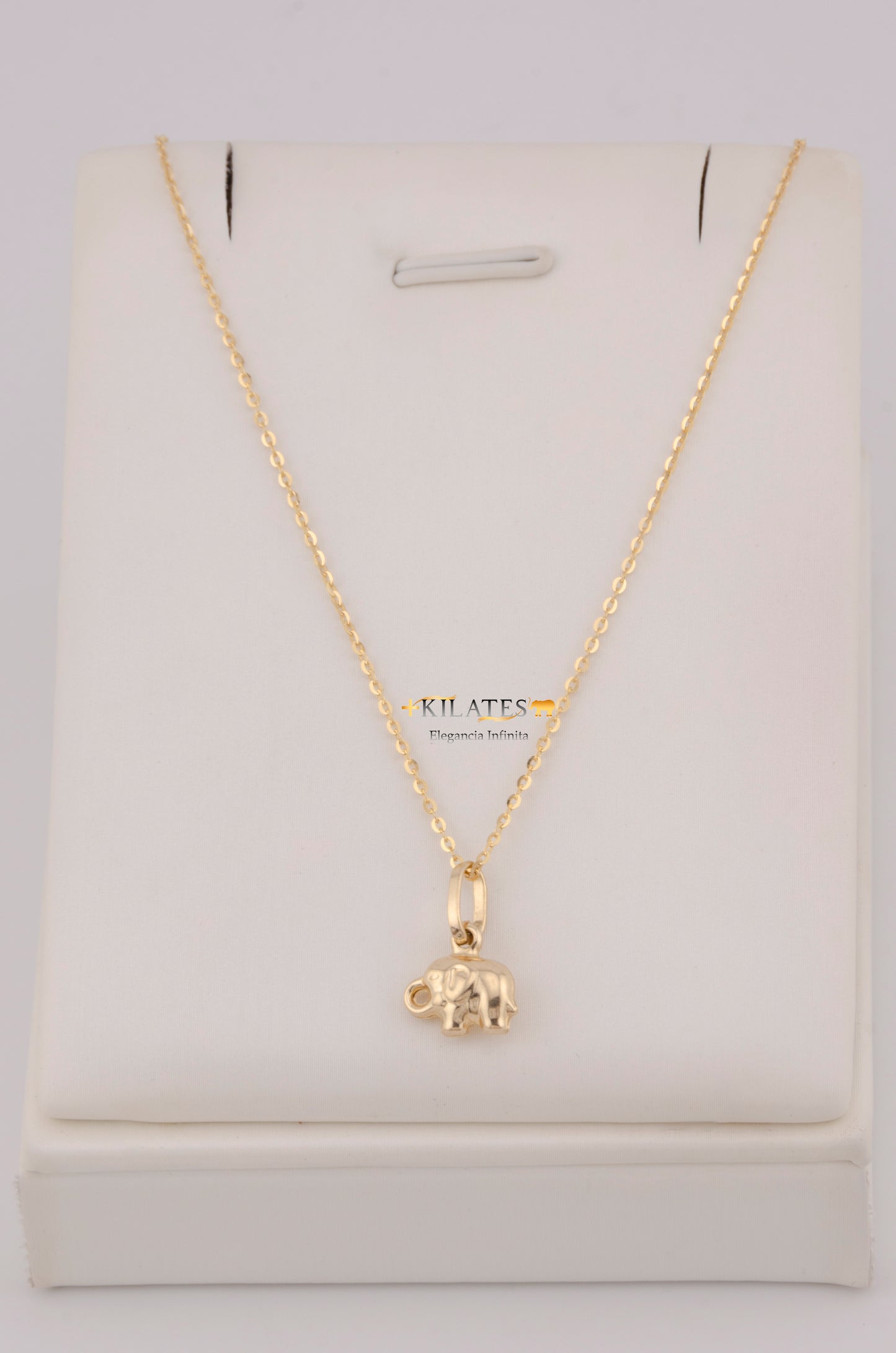 " CADENA PARA DAMA DE 50CM ESTILO CUADRADA SOLIDA CON DIJE DE ELEFANTE PEQUEÑO. ORO 10K #775-3790"