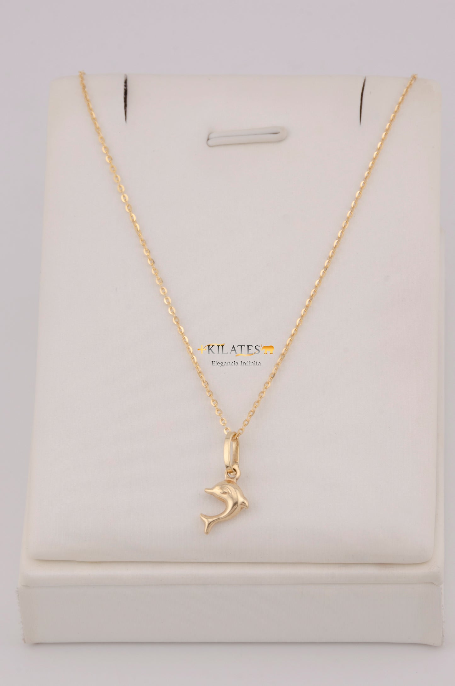 " CADENA PARA DAMA DE 50CM ESTILO CUADRADA SOLIDA CON DIJE DE DELFIN PEQUEÑO. ORO 10K #775-3791"