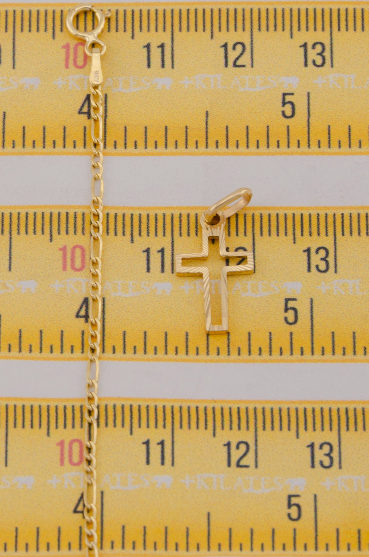 " CADENA PARA DAMA DE 50CM ESTILO 3+1 CON DIJE DIJE DE CRUZ. ORO 10K #775-3756"